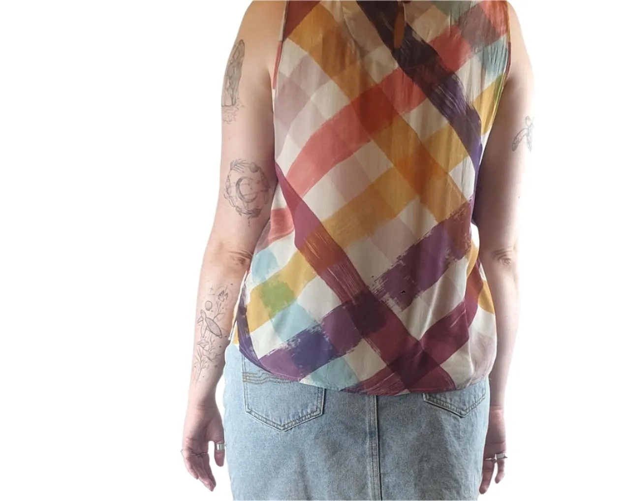 Nancybird colourful chunky style gingham print sleeveless top size M (best fits size 12)