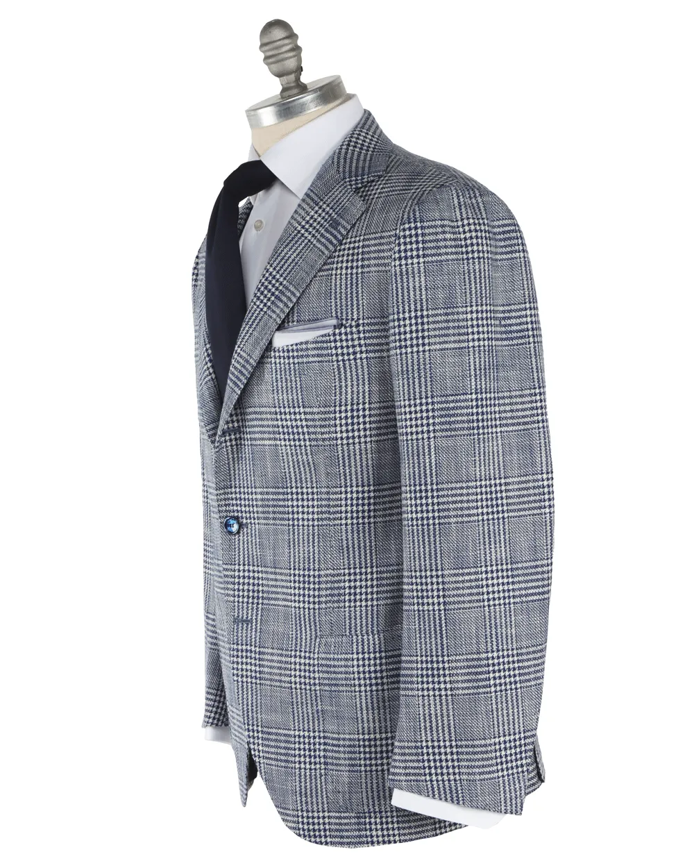 Navy Blue and White Prince of Wales Sportcoat