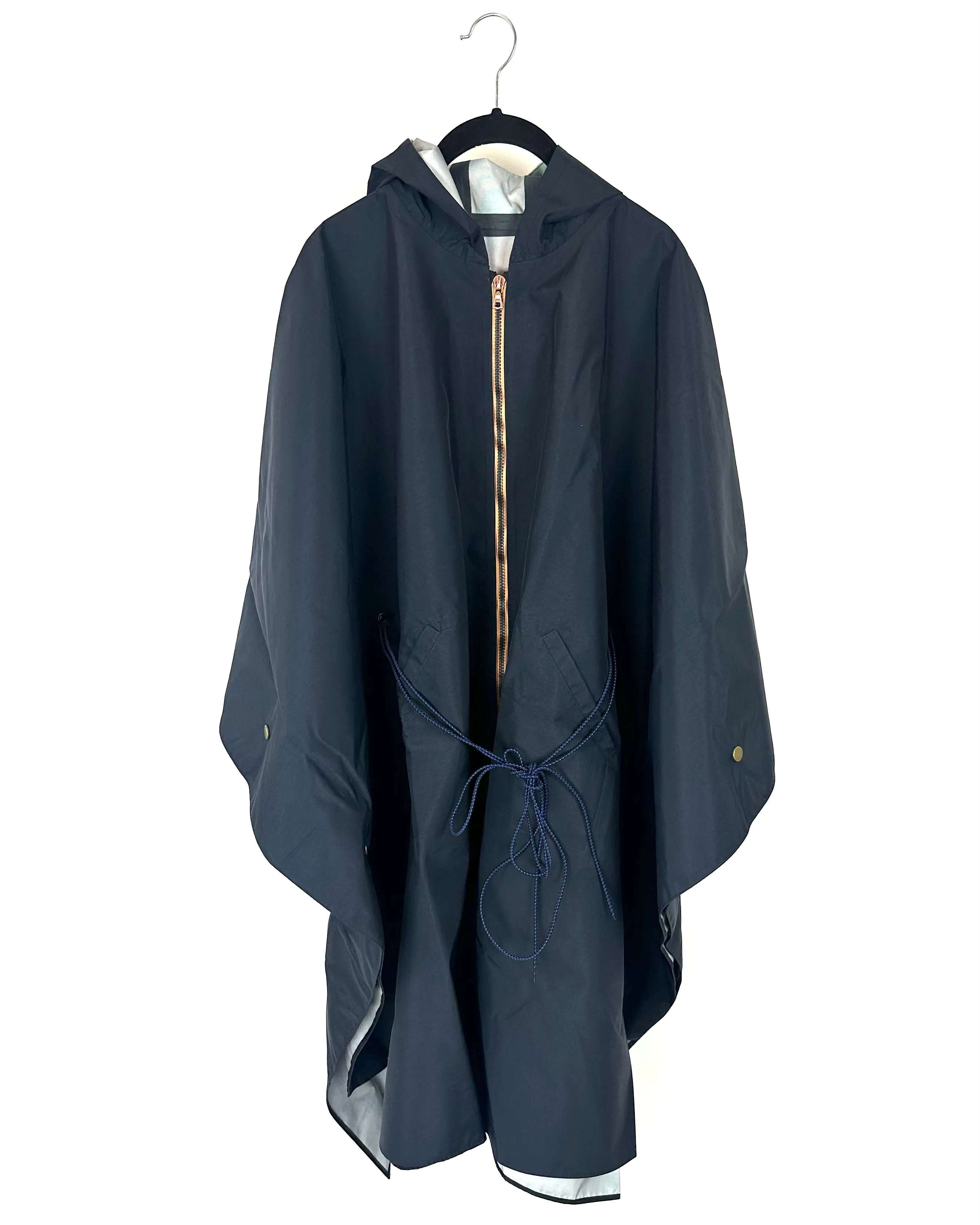 Navy Blue Poncho With Bungee Belt - Size 6/8