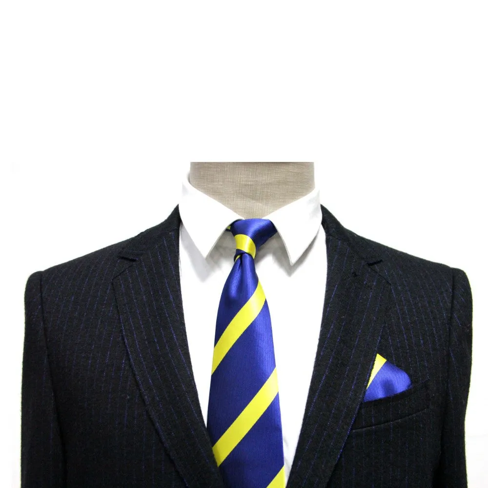 Navy Yellow Stripe Pocket Square