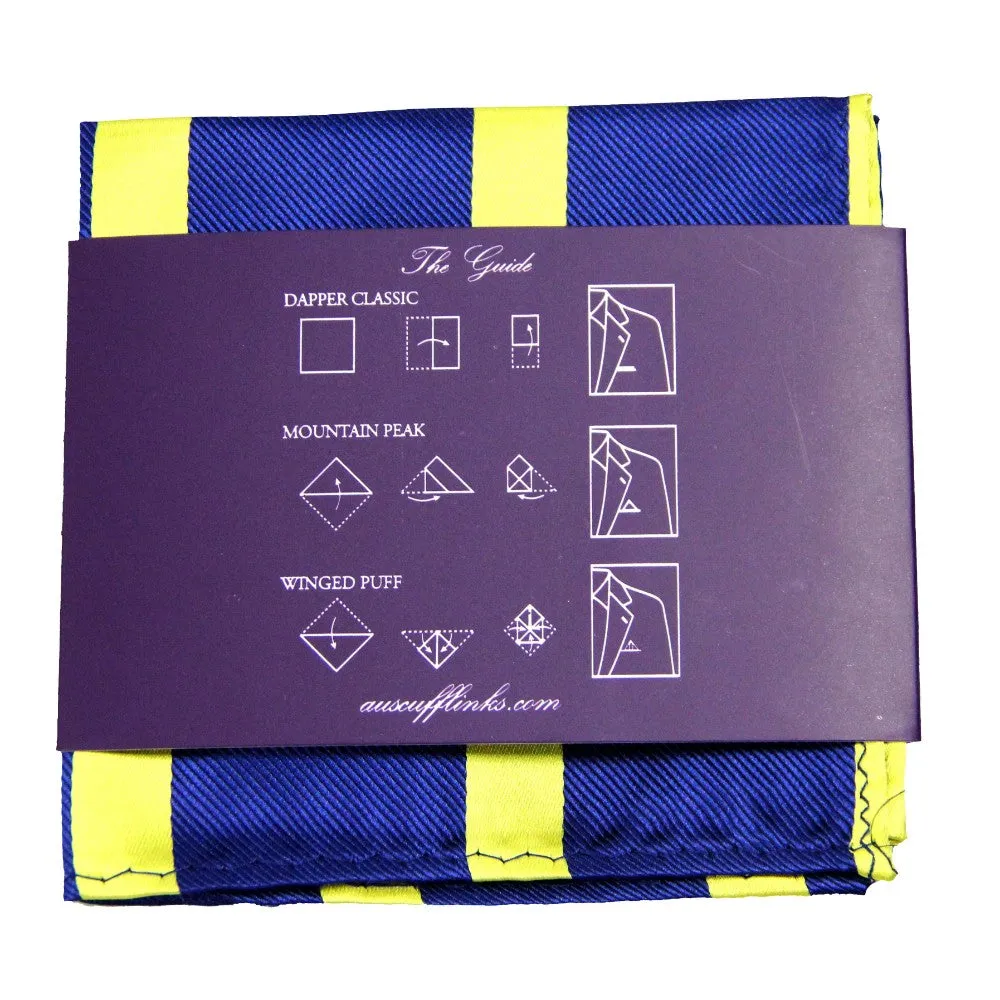 Navy Yellow Stripe Pocket Square