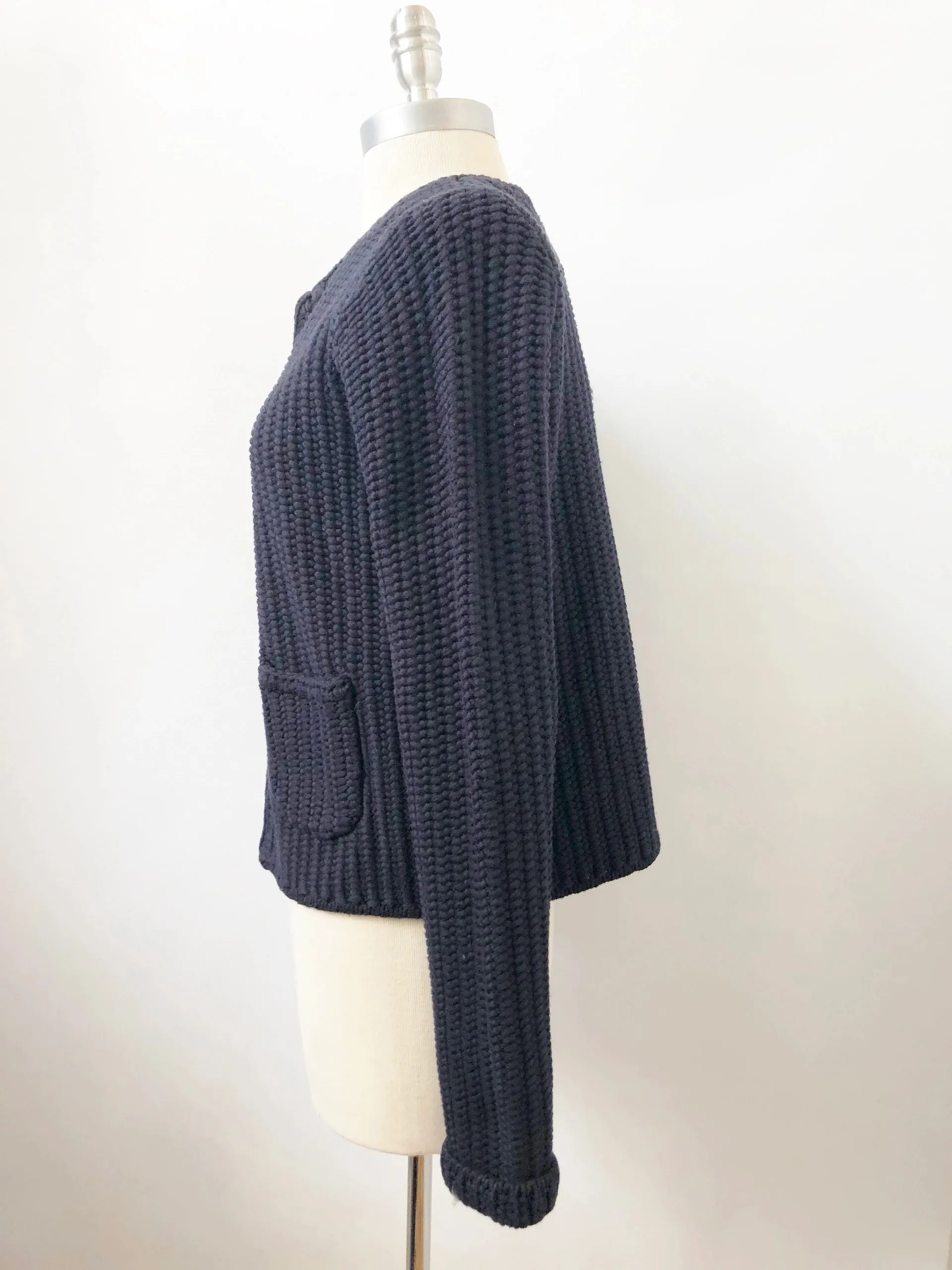 NEW Me Em Chunky Blue Cotton Cardigan Size 6