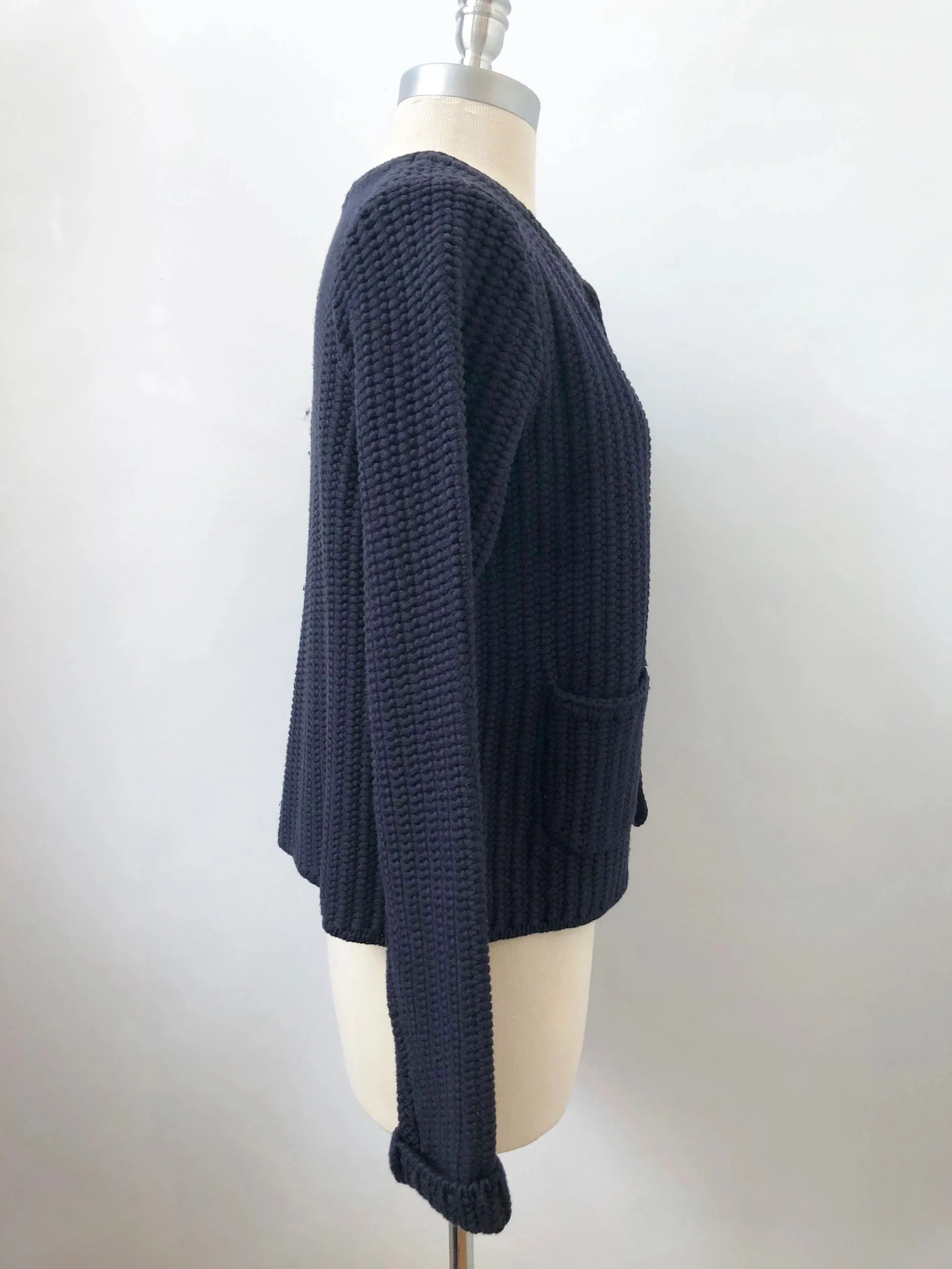 NEW Me Em Chunky Blue Cotton Cardigan Size 6