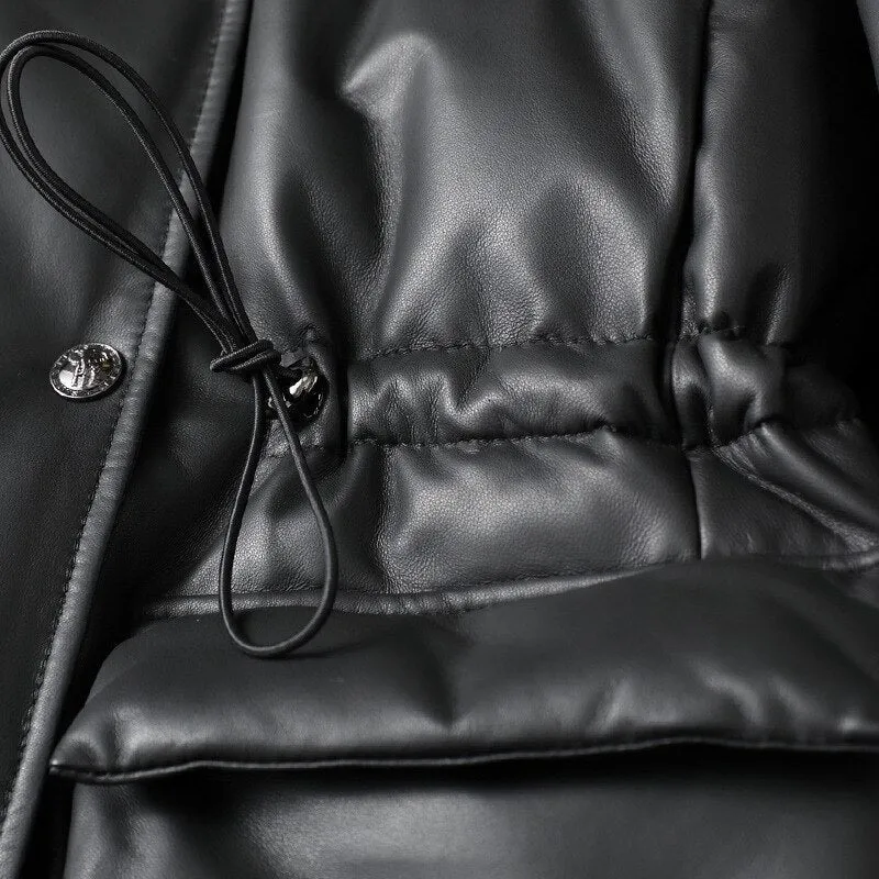 New Medium Long Leather Down Winter Mink Wool Collar