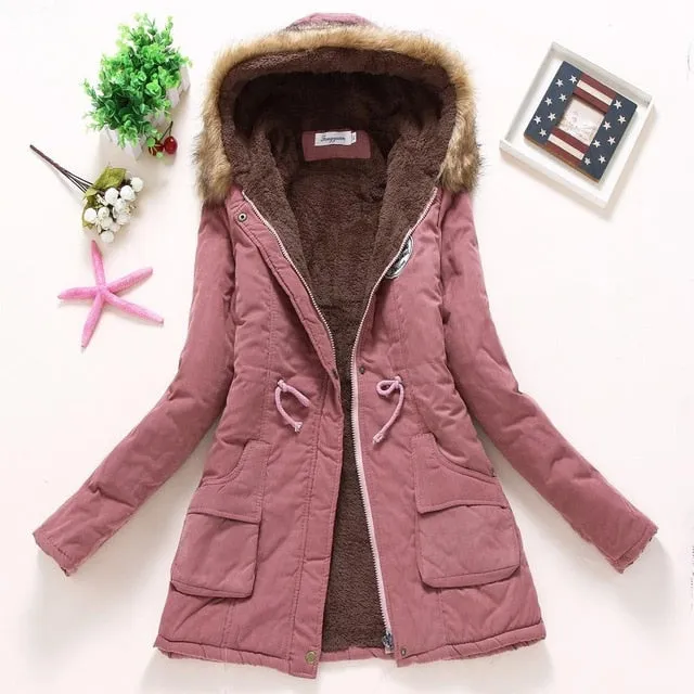 new winter military coats women cotton wadded hooded jacket medium-long casual parka thickness plus size XXXL quilt snow outwear