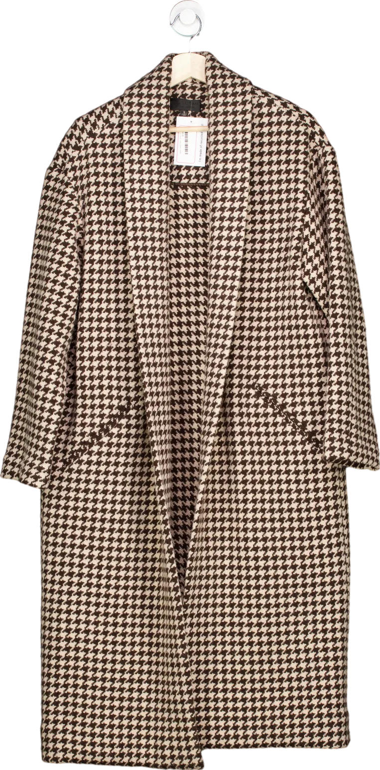 Nili Lotan Brown Houndstooth Coat UK S