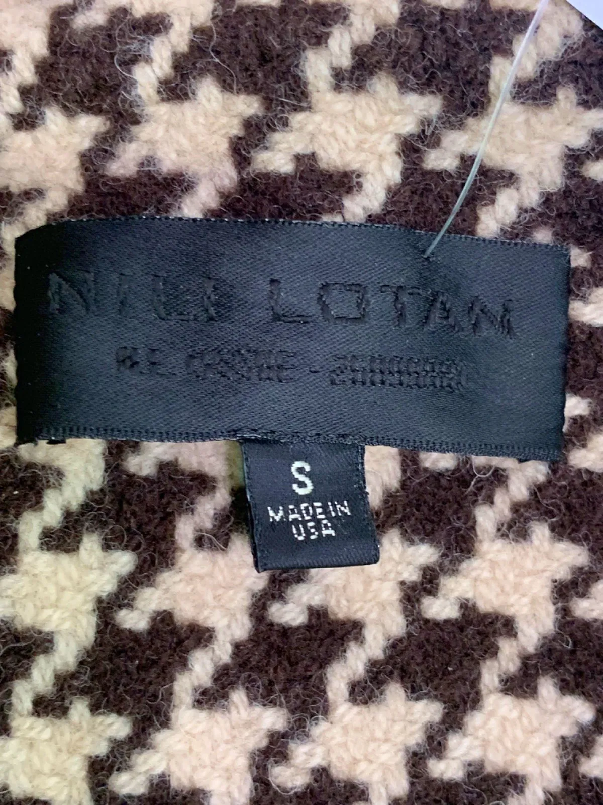 Nili Lotan Brown Houndstooth Coat UK S