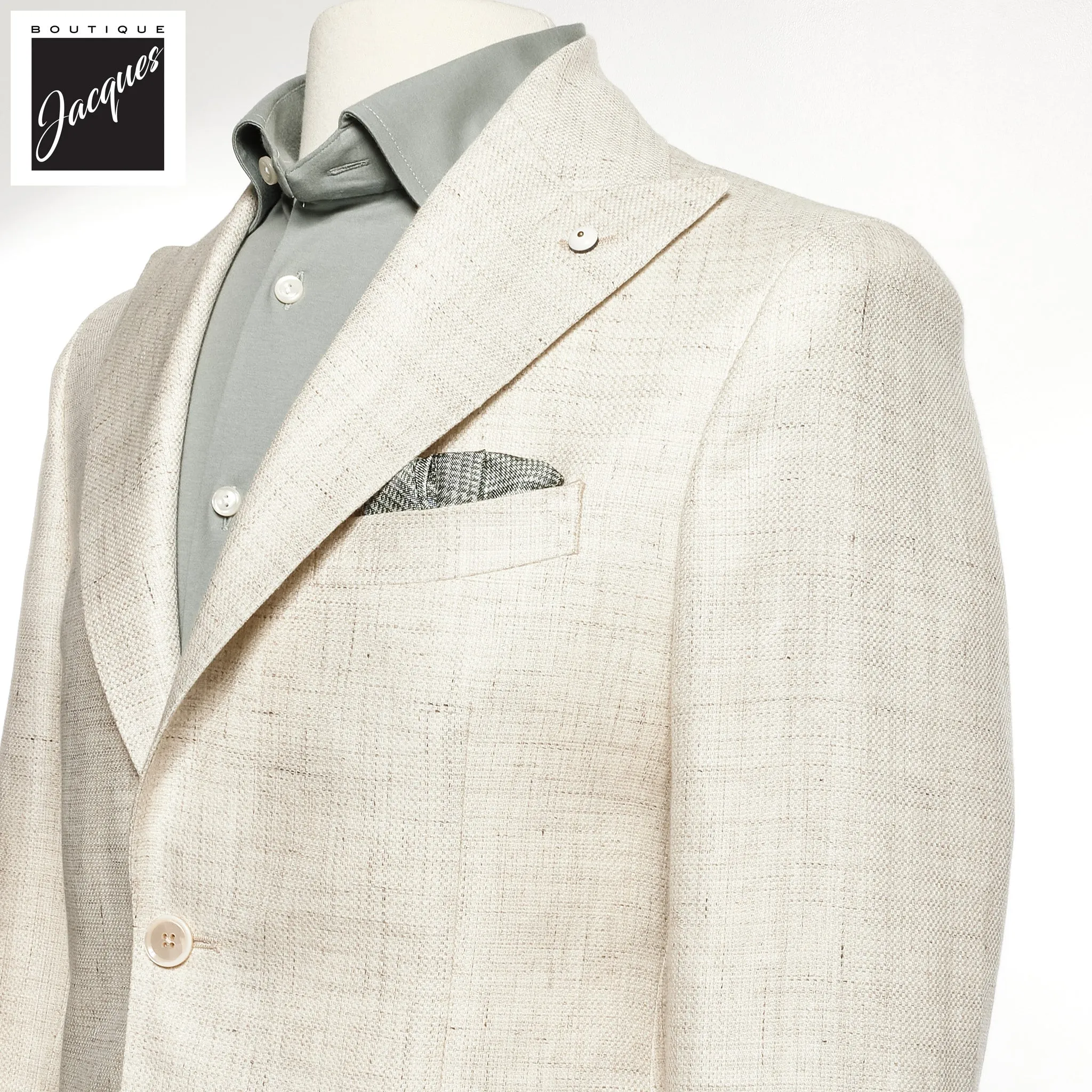 Oatmeal Linen Contemporary Fit Sport Jacket - L.B.M 1911
