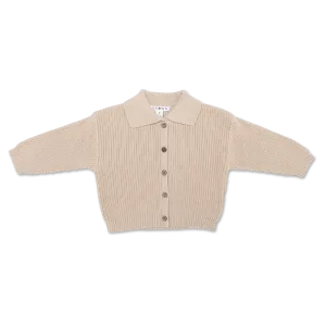 Organic Collar Cardigan - Pebble