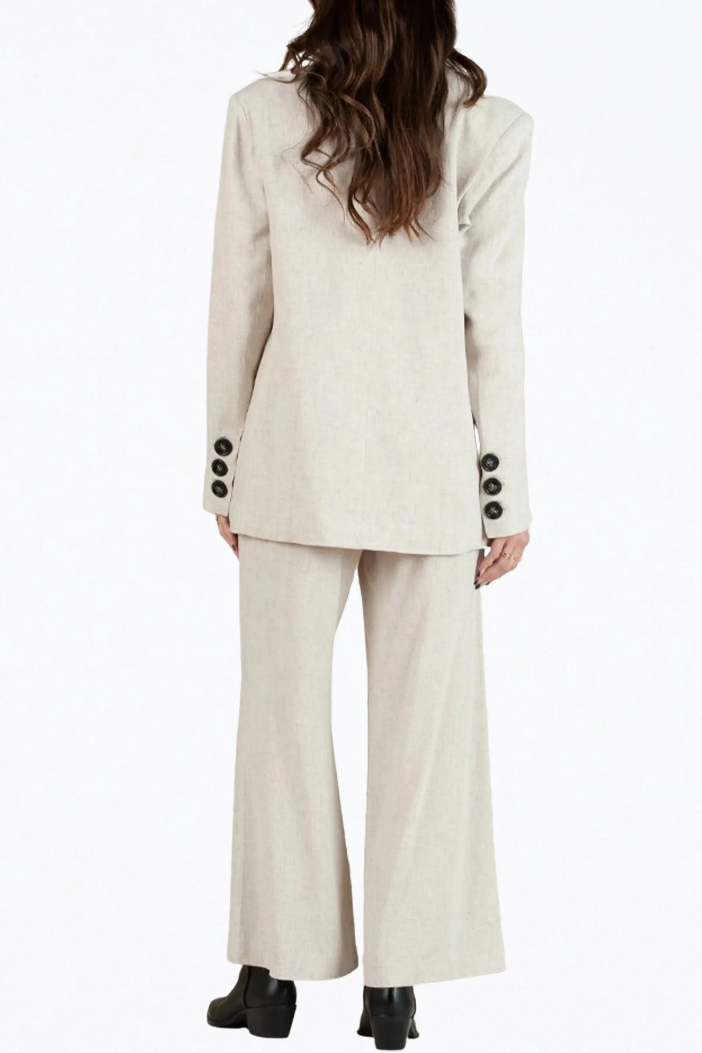 OVERSIZED SINGLE-BREASTED LINEN-BLEND BLAZER