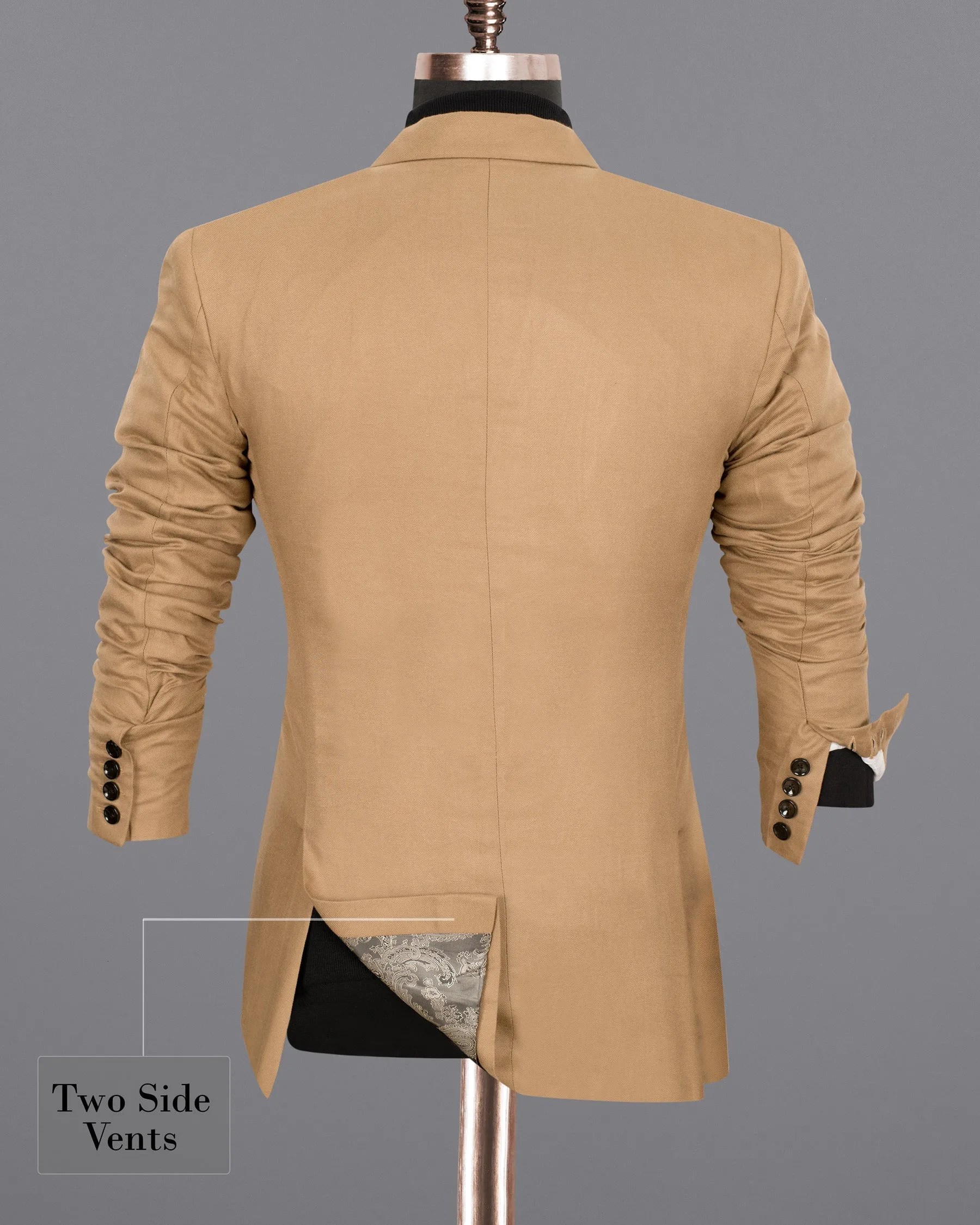 Pale Taupe Double Breasted Luxurious Linen Sports Blazer