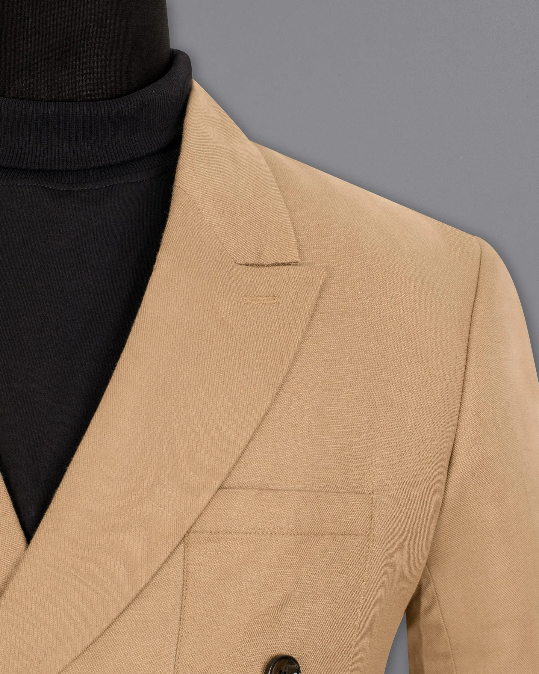 Pale Taupe Double Breasted Luxurious Linen Sports Blazer