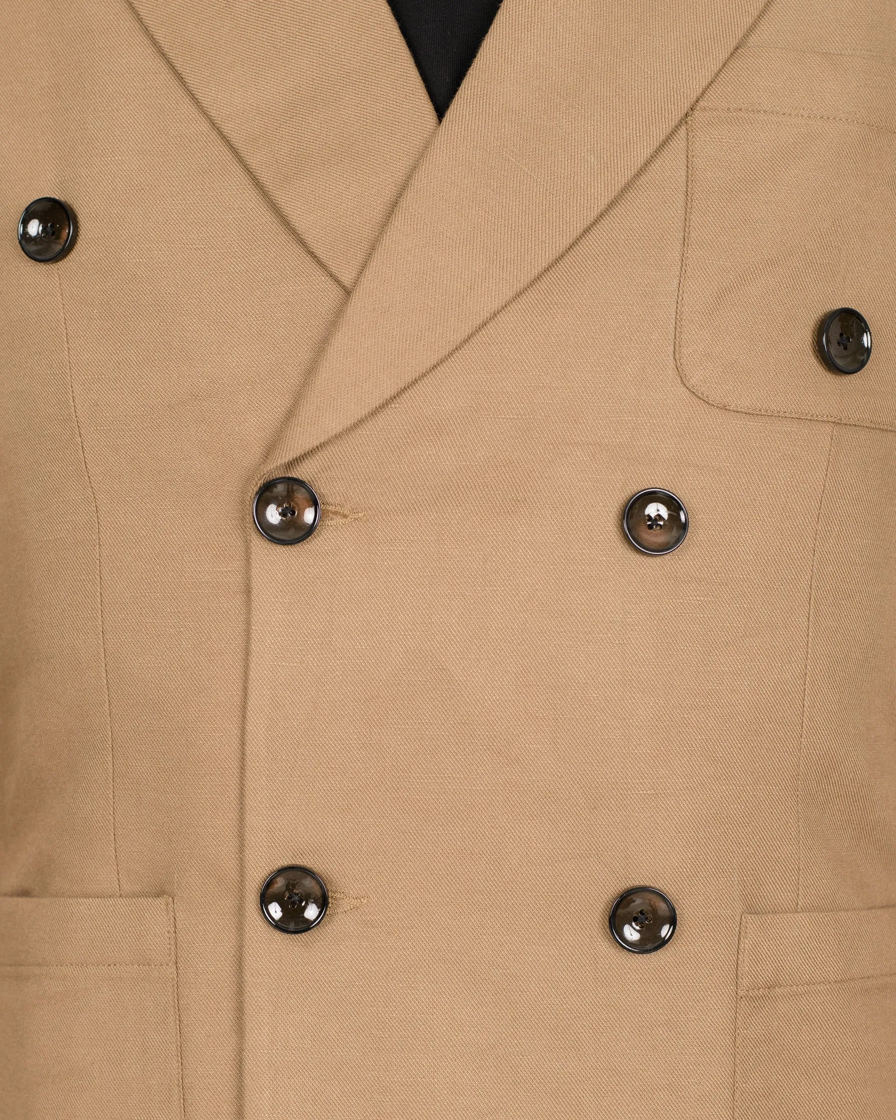 Pale Taupe Double Breasted Luxurious Linen Sports Blazer