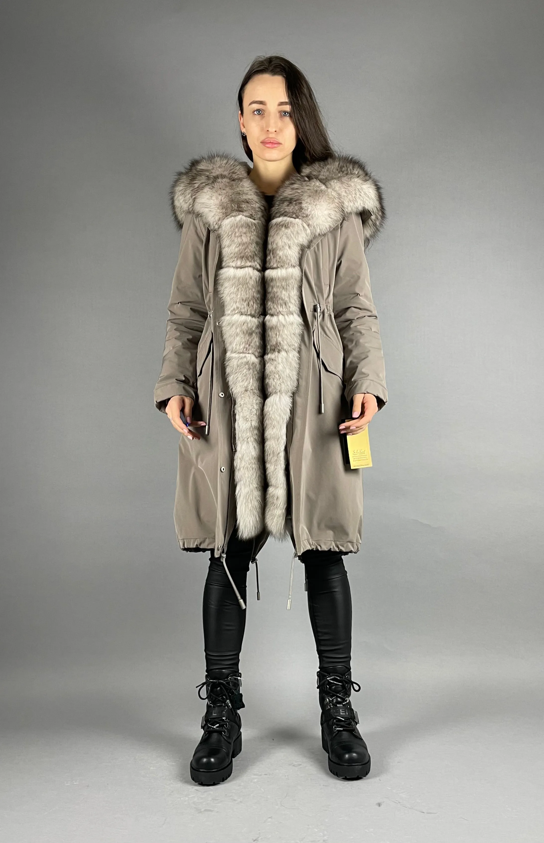 Parka LUX Cappuccino (12) / White-black (M16) / Rex for women 103 cm