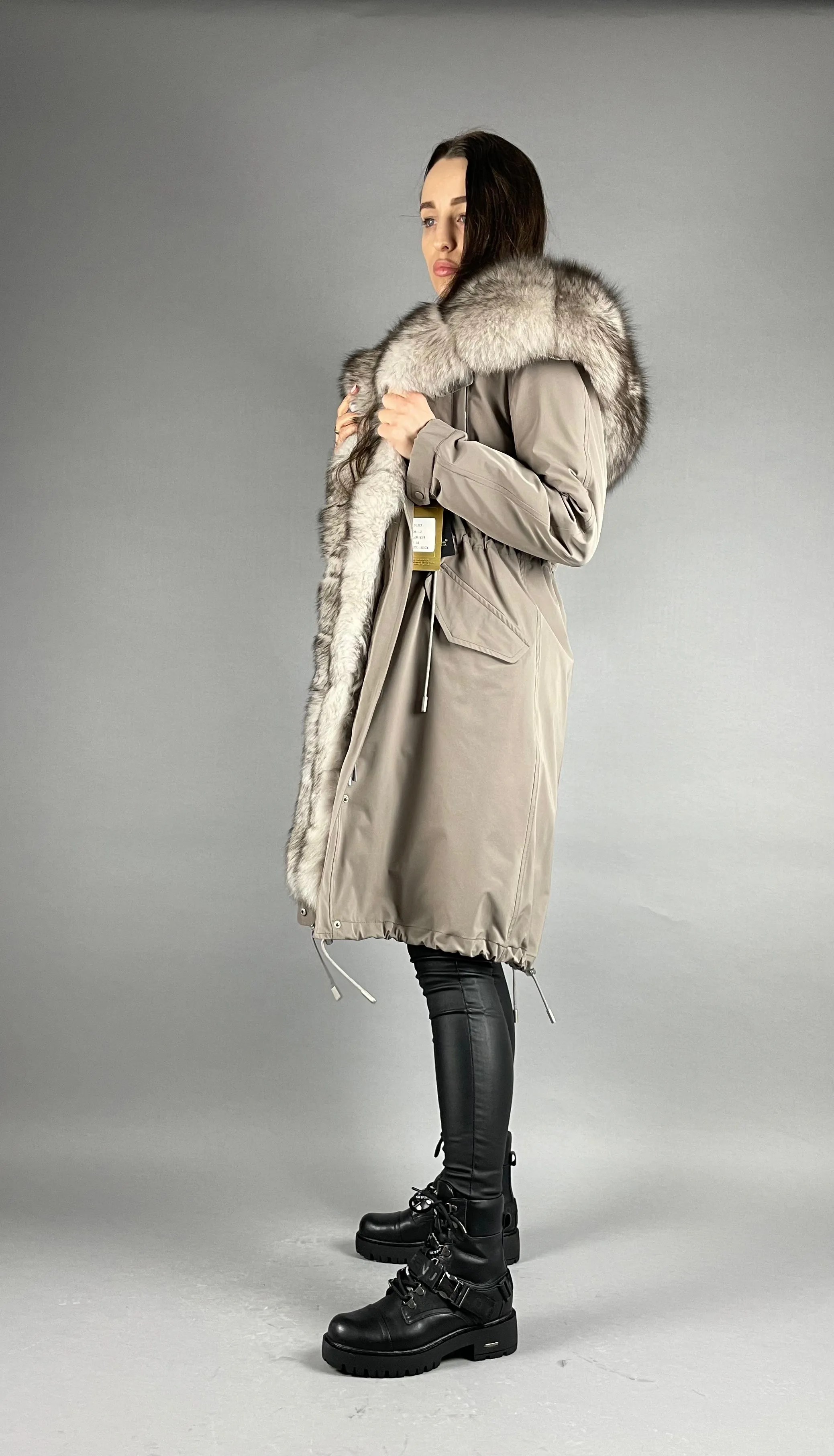 Parka LUX Cappuccino (12) / White-black (M16) / Rex for women 103 cm