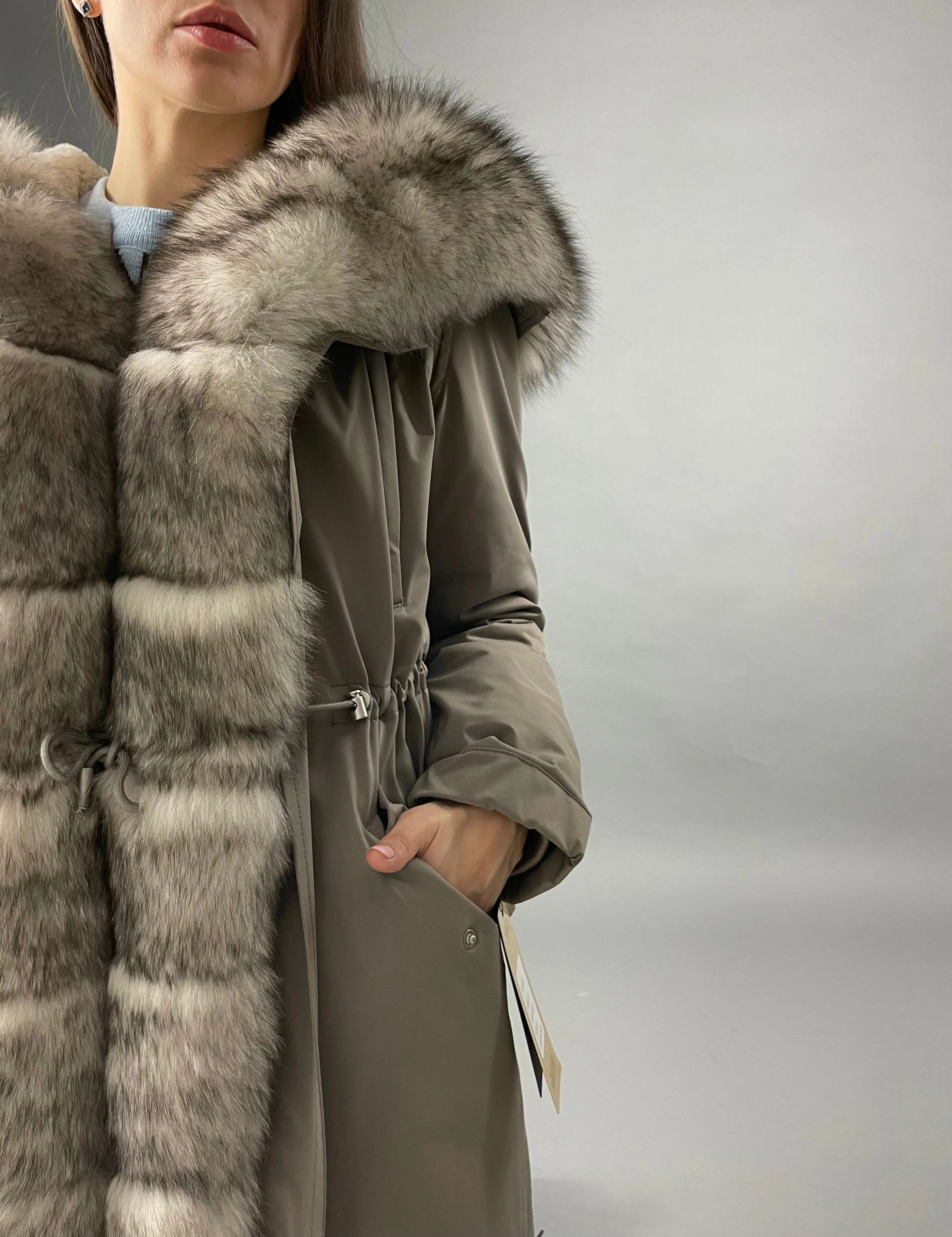 Parka LUX Cappuccino (12) / White-black (M16) / Rex for women 103 cm