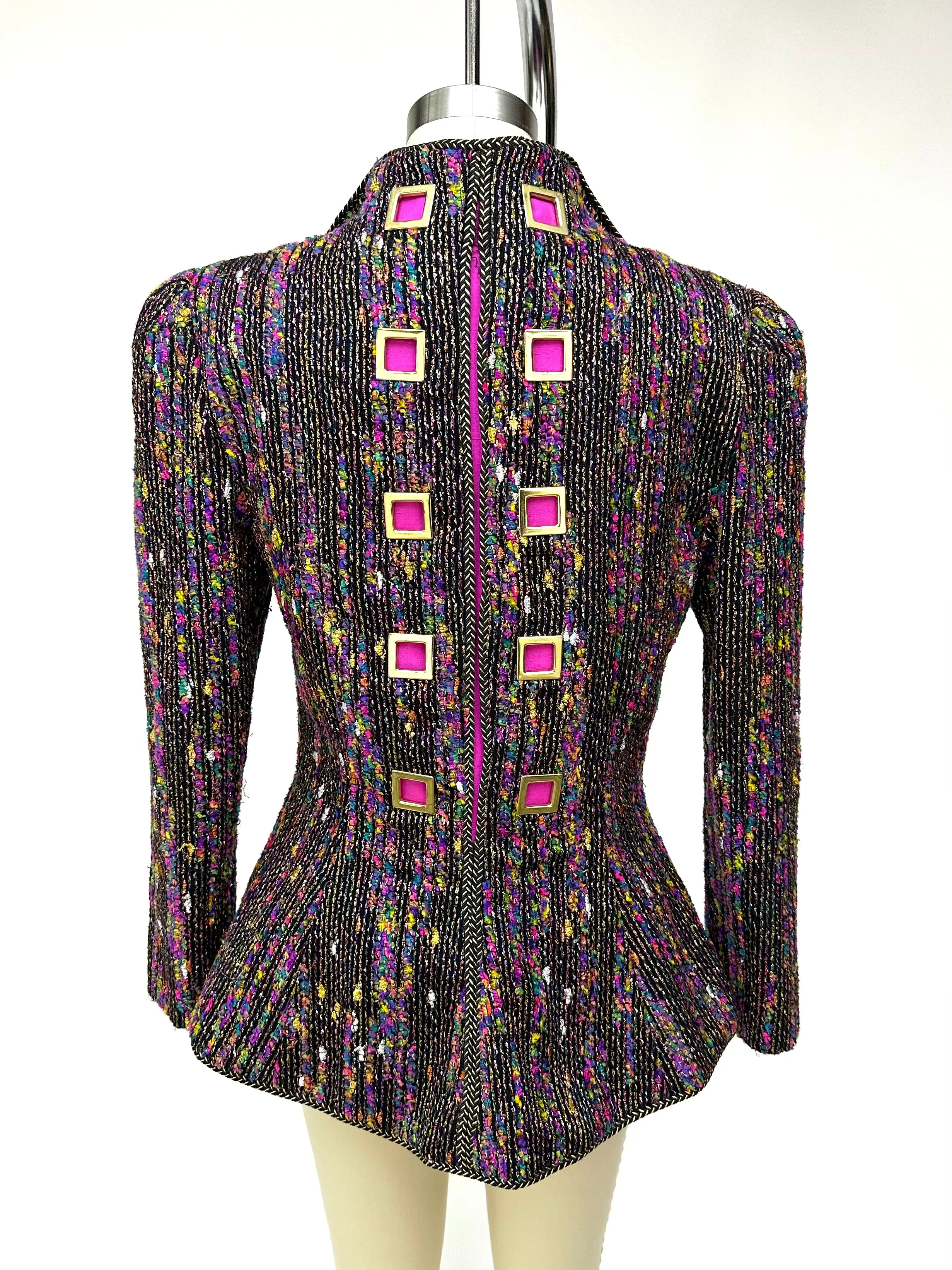 Patricia Rhodes Metallic Grommet Blazer