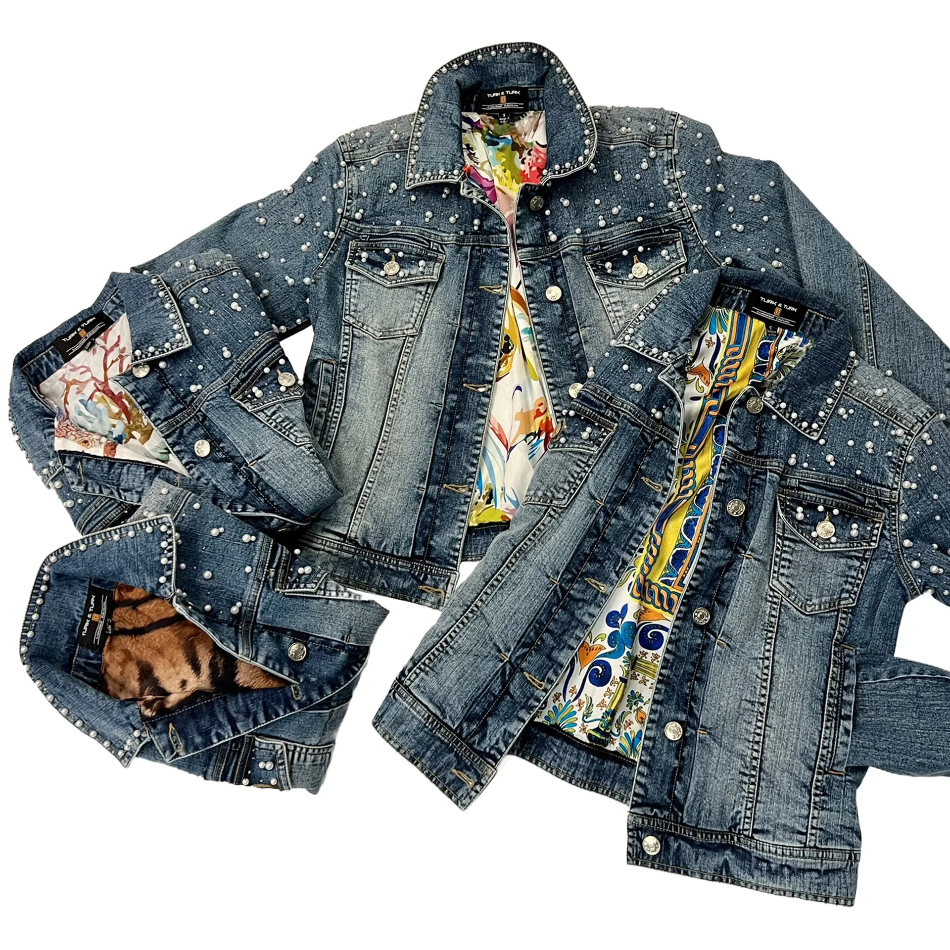 Pearls Hand-Beaded Denim Jackets, Limited Edition-  GARDEN OF THE NILE