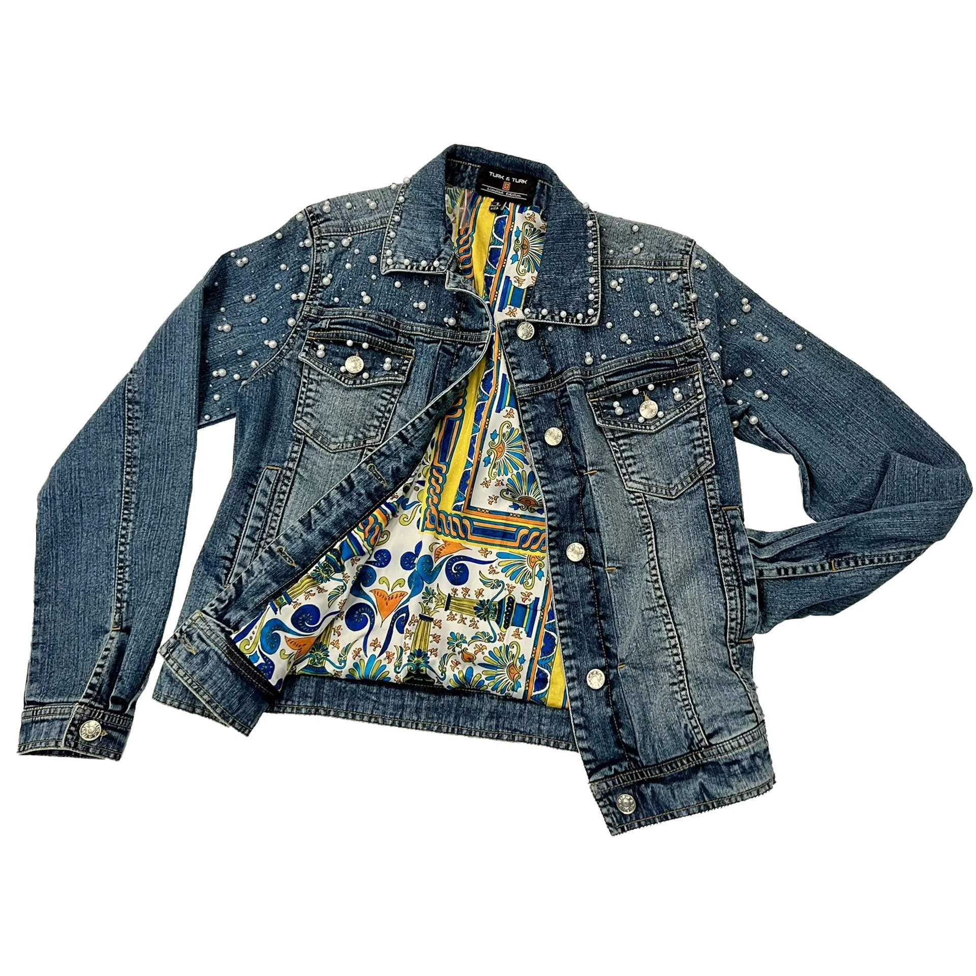 Pearls Hand-Beaded Denim Jackets, Limited Edition-  GARDEN OF THE NILE