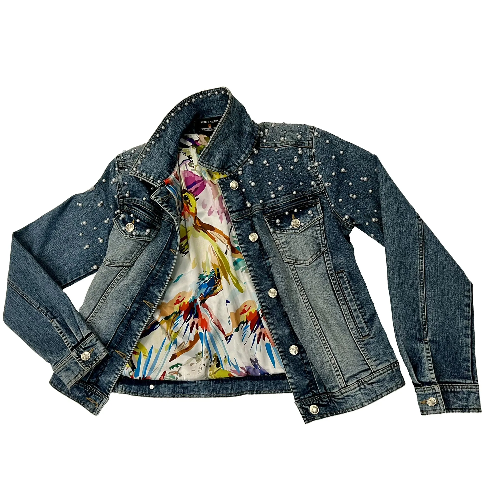 Pearls Hand-Beaded Denim Jackets, Limited Edition-  GARDEN OF THE NILE