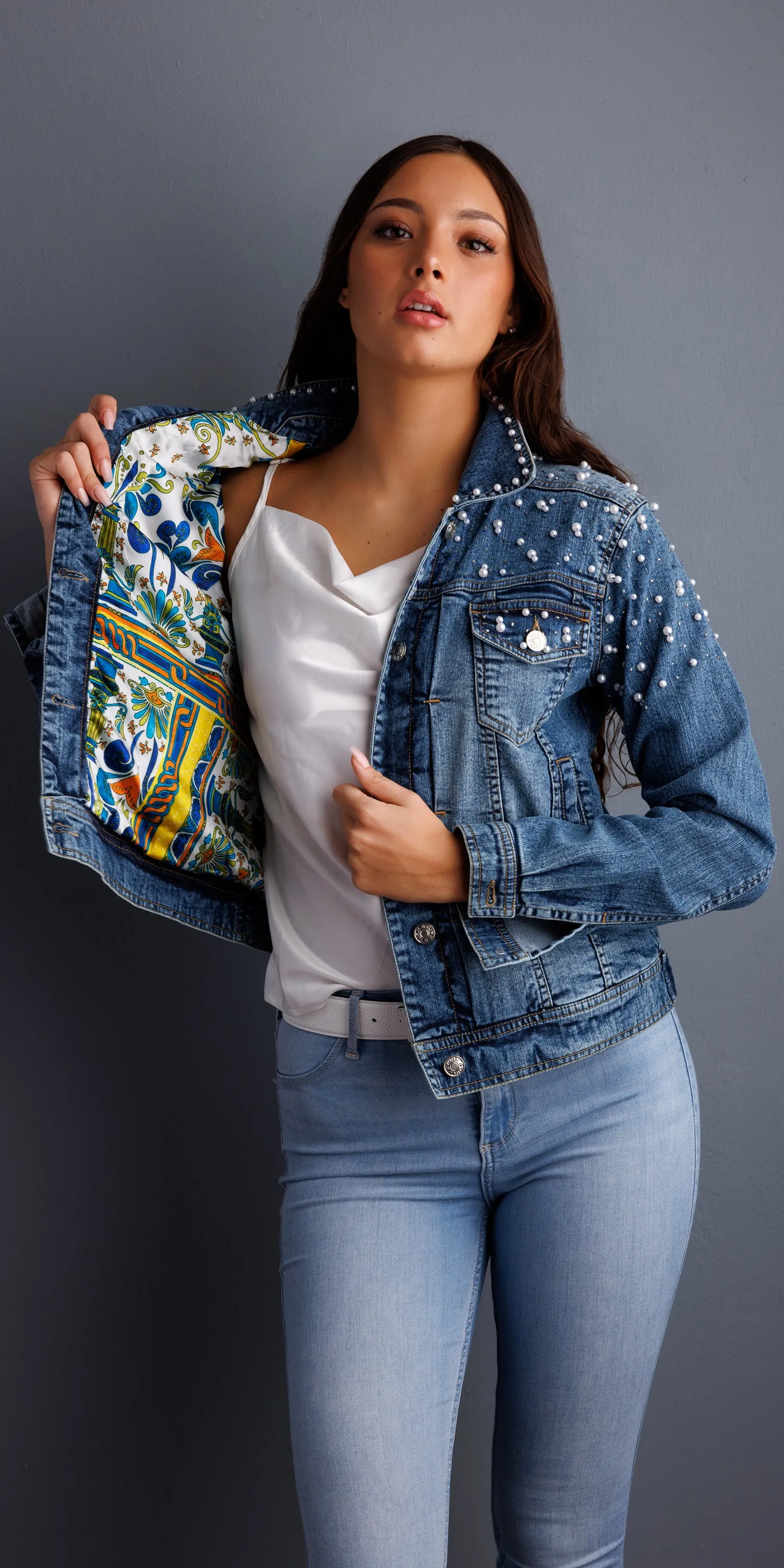 Pearls Hand-Beaded Denim Jackets, Limited Edition-  GARDEN OF THE NILE