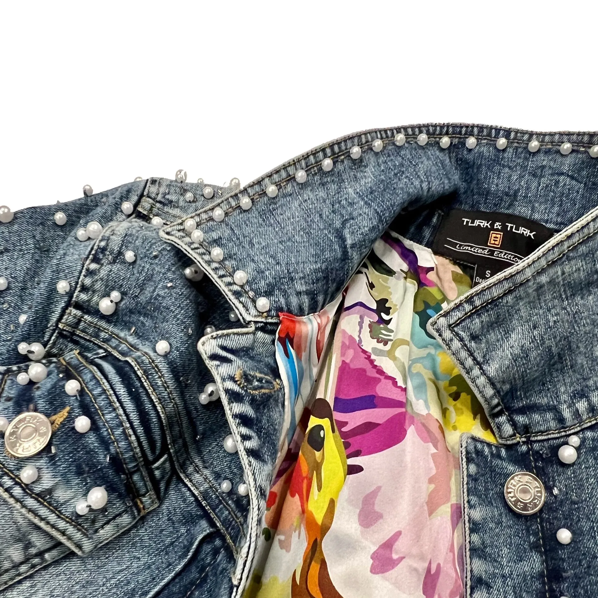 Pearls Hand-Beaded Denim Jackets, Limited Edition-  GARDEN OF THE NILE