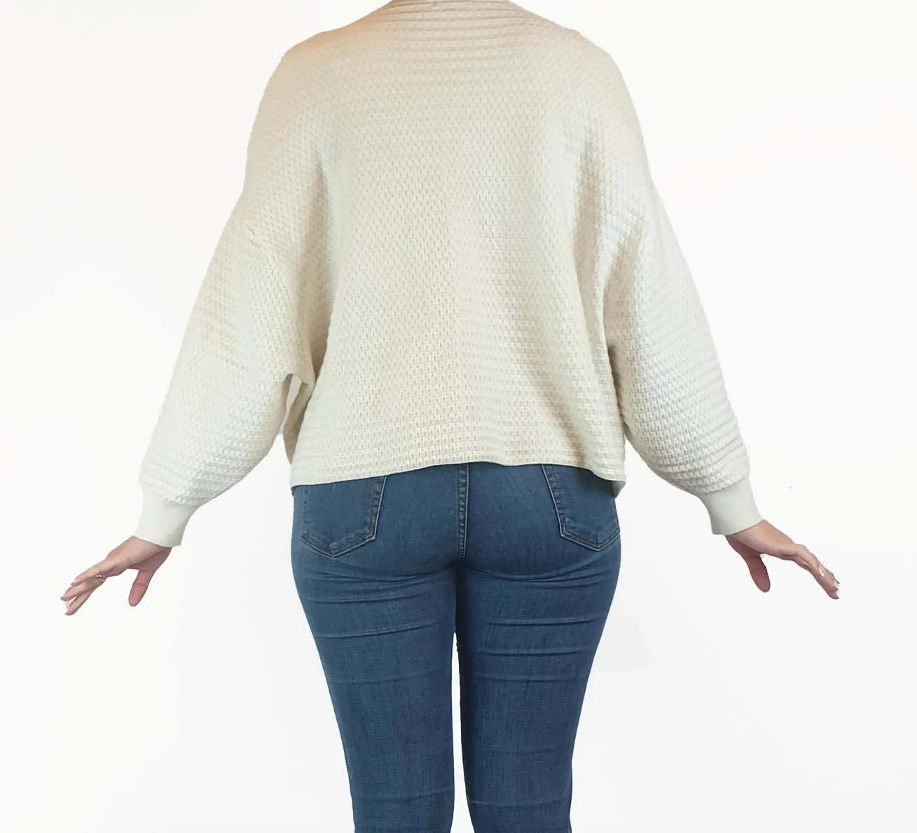 POL cream wool mix cropped knit jumper