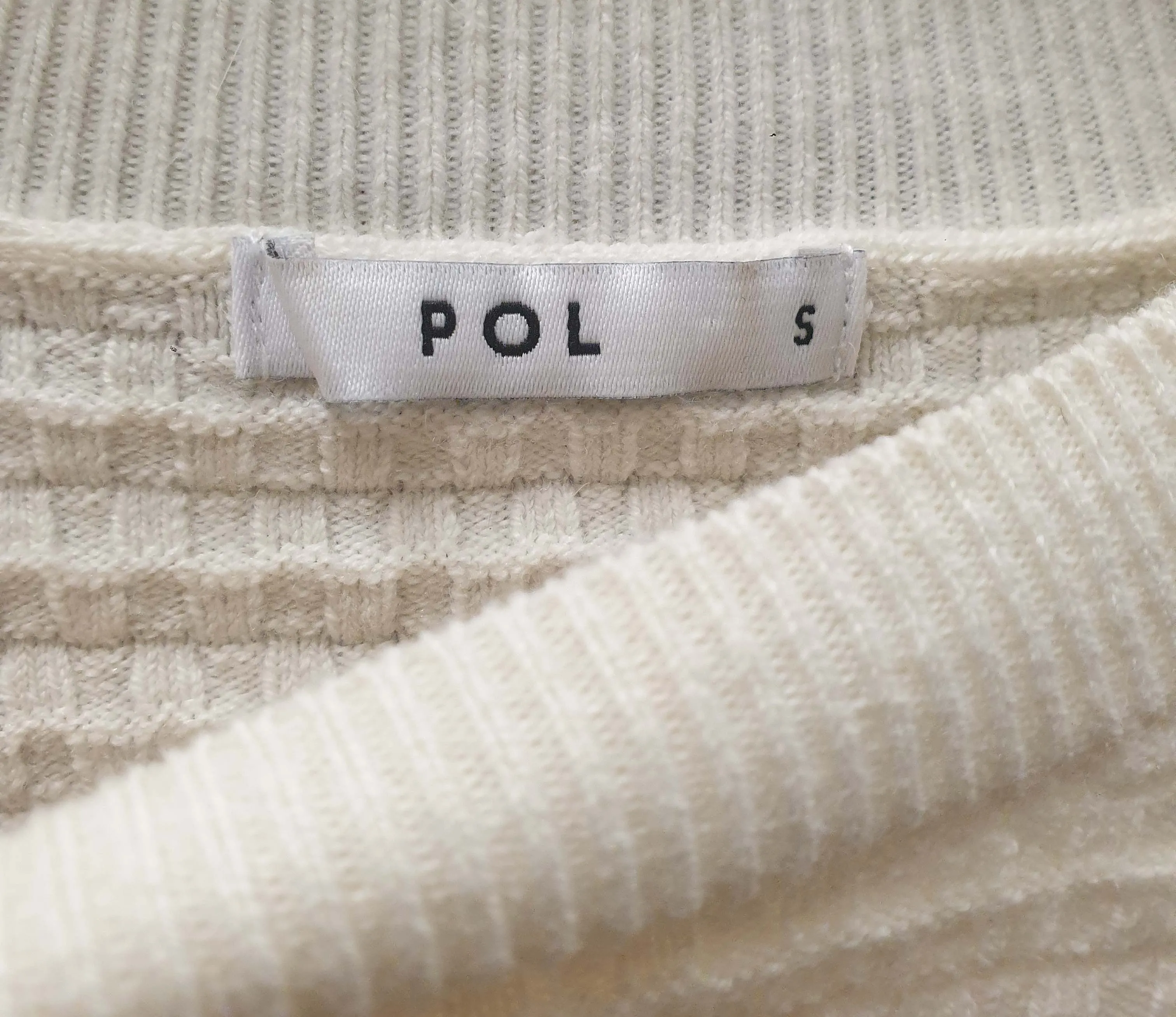 POL cream wool mix cropped knit jumper