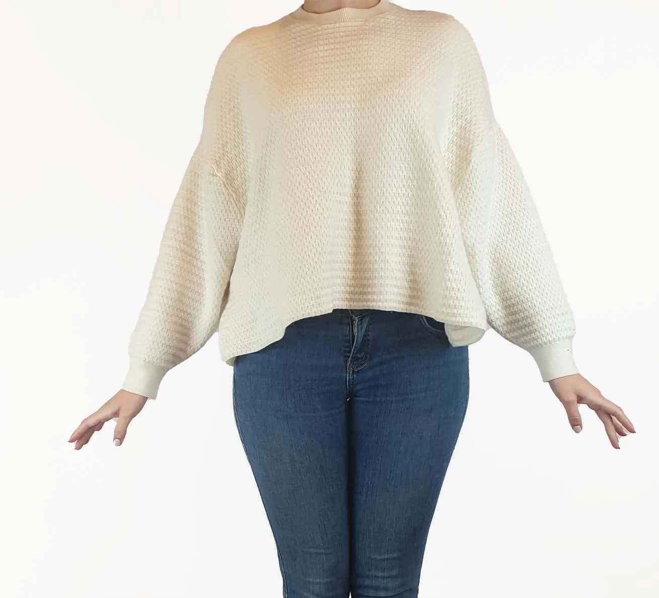 POL cream wool mix cropped knit jumper