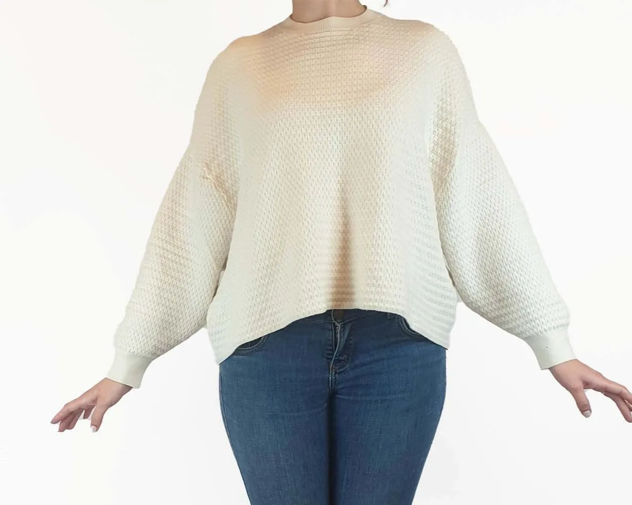 POL cream wool mix cropped knit jumper