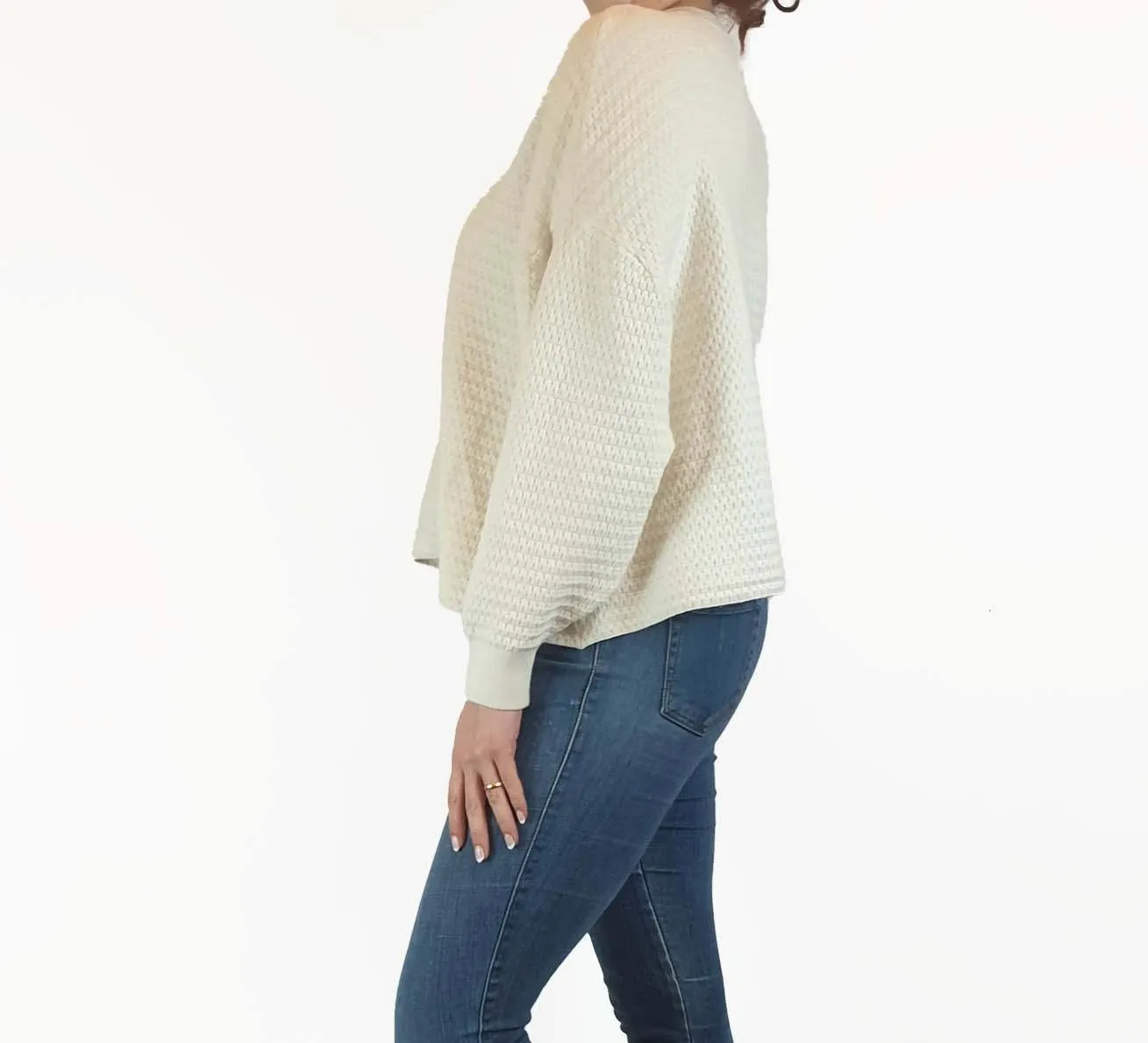 POL cream wool mix cropped knit jumper