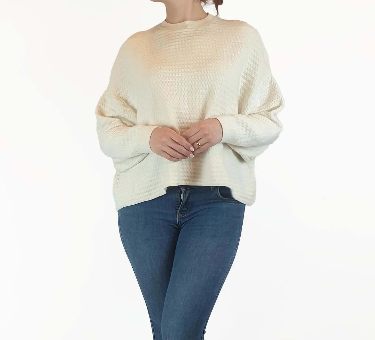 POL cream wool mix cropped knit jumper