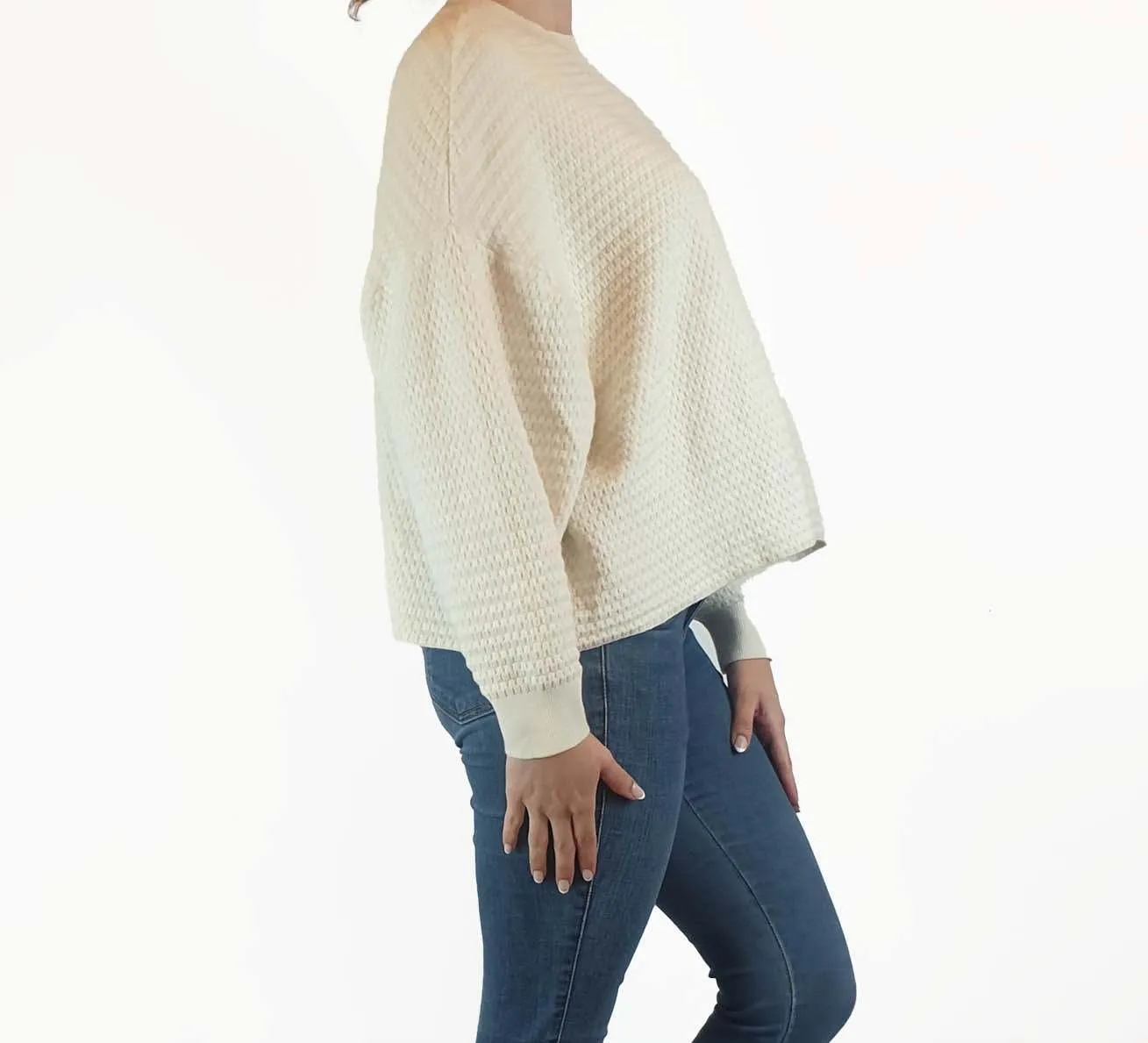 POL cream wool mix cropped knit jumper