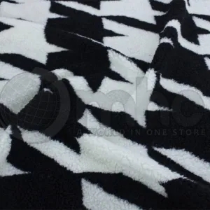 Printed Sherpa Fur Retro Ivory Fabric 145cm