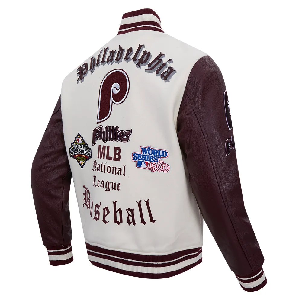 Pro Standard PHILADELPHIA PHILLIES RETRO OLD ENGLISH RIB WOOL VARSITY JACKET