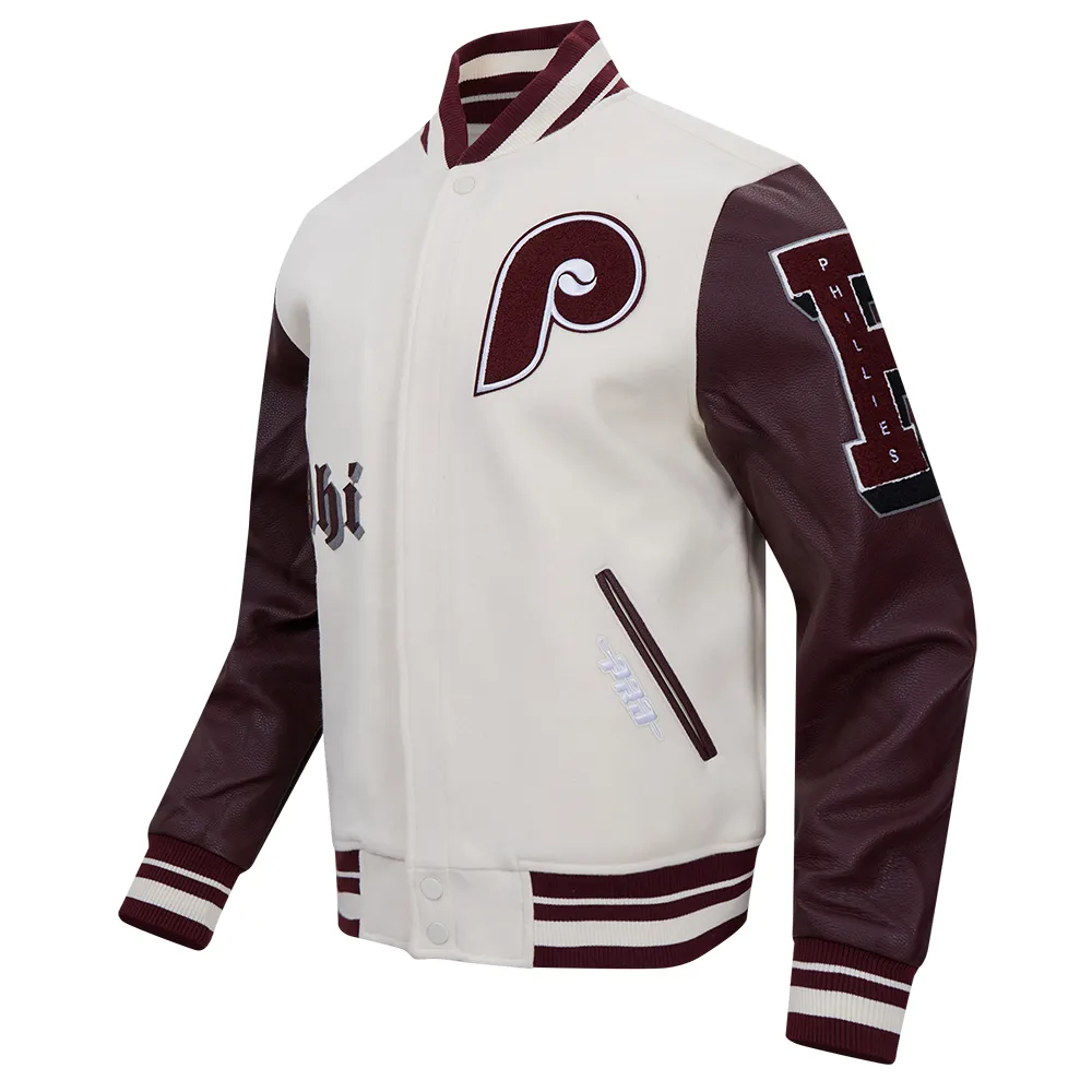 Pro Standard PHILADELPHIA PHILLIES RETRO OLD ENGLISH RIB WOOL VARSITY JACKET