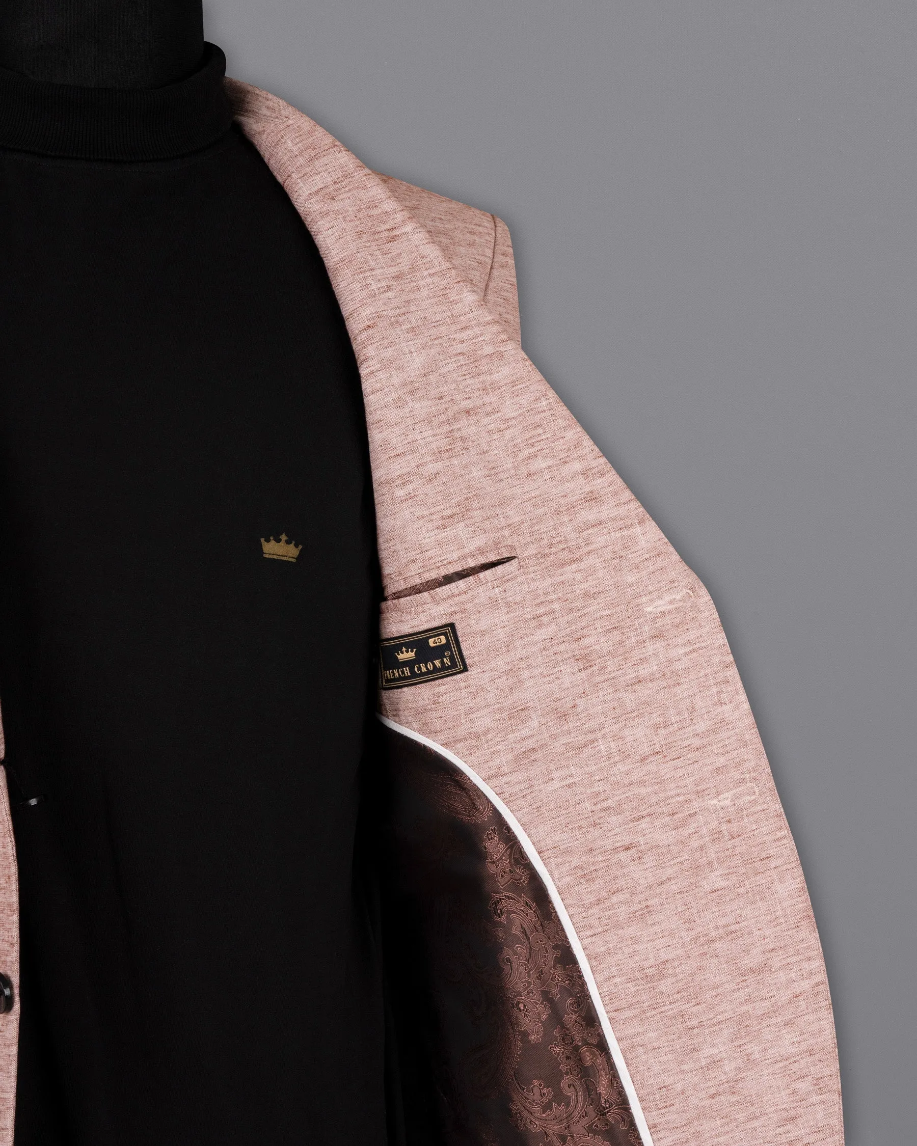 Quicksand Brown Luxurious Linen Sports Blazer