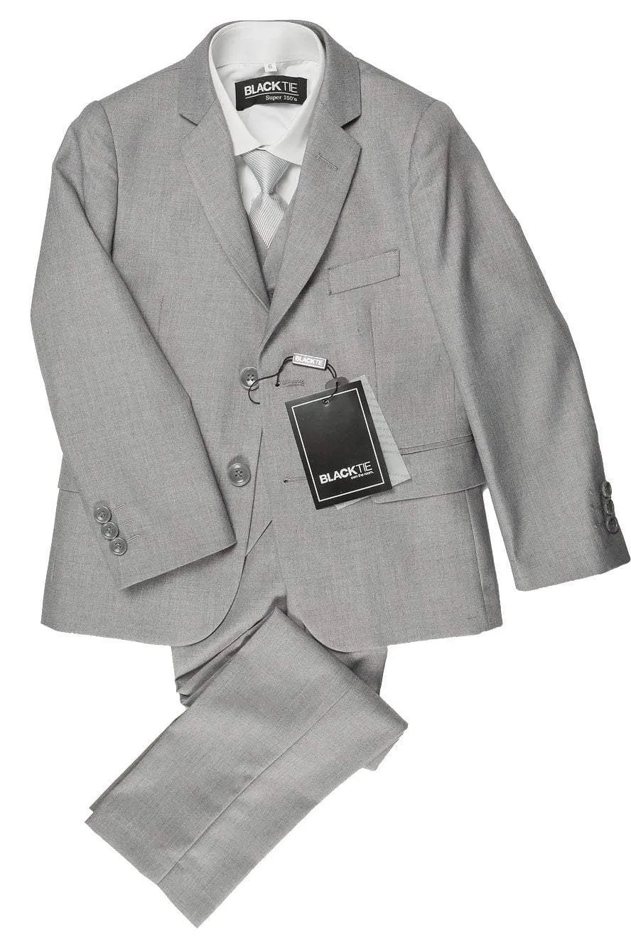 "Premium" Kids Heather Grey 5-Piece Wool Blend Suit
