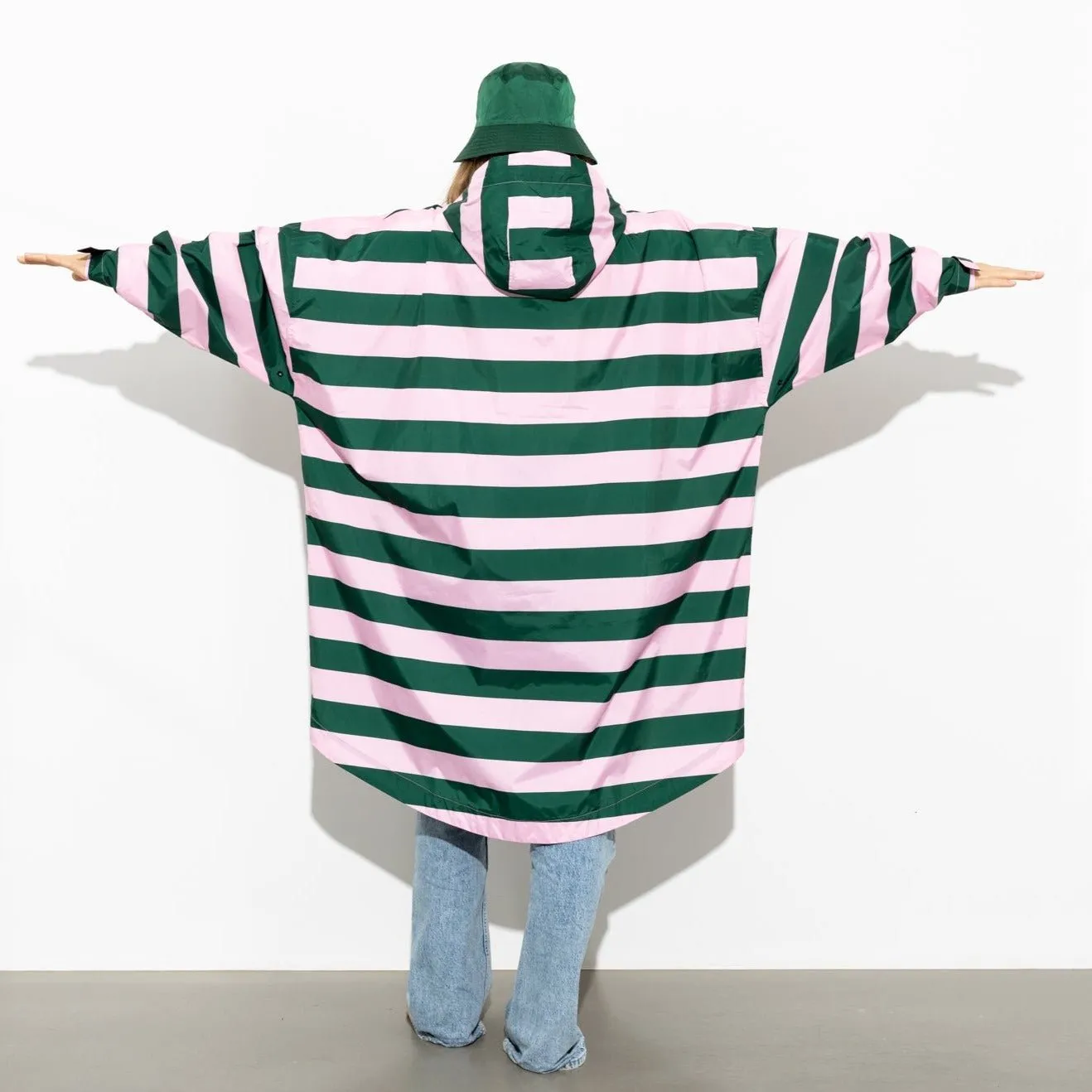Raincoat bold stripes - green/rosé