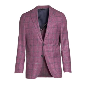 Raspberry Windowpane Loro Piana Wool/Silk/Linen Hampton Contemporary Fit Blazer - Jack Victor
