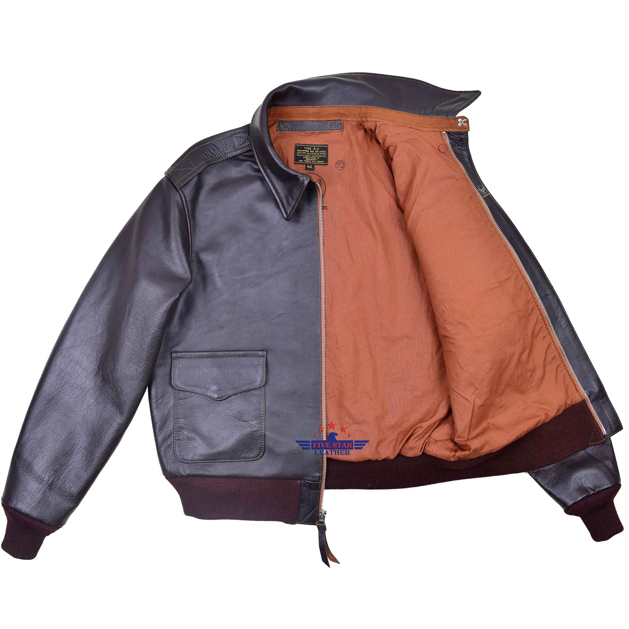 Repro A2 RW Clothing Co Contract No. W535 AC-27752 Real Horsehide Leather Seal Brown Jacket
