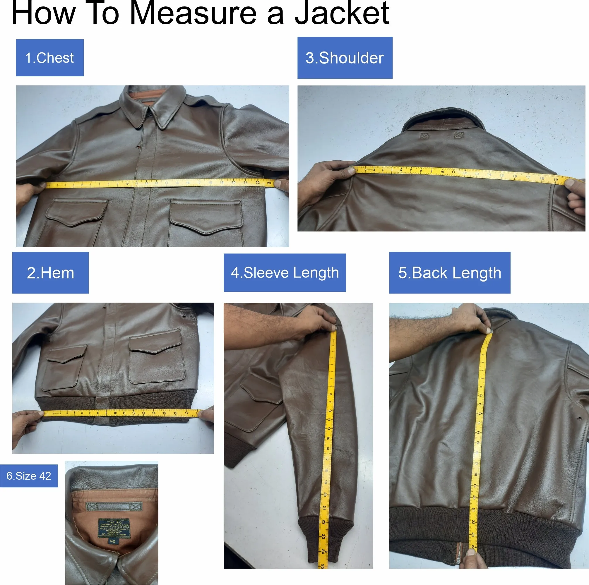 Repro A2 RW Clothing Co Contract No. W535 AC-27752 Real Horsehide Leather Seal Brown Jacket
