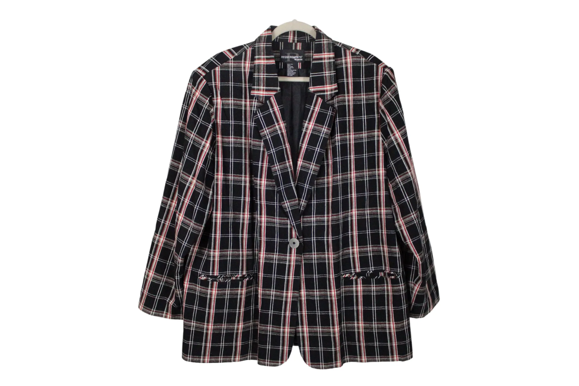 Requirements Black Plaid Blazer | 22W