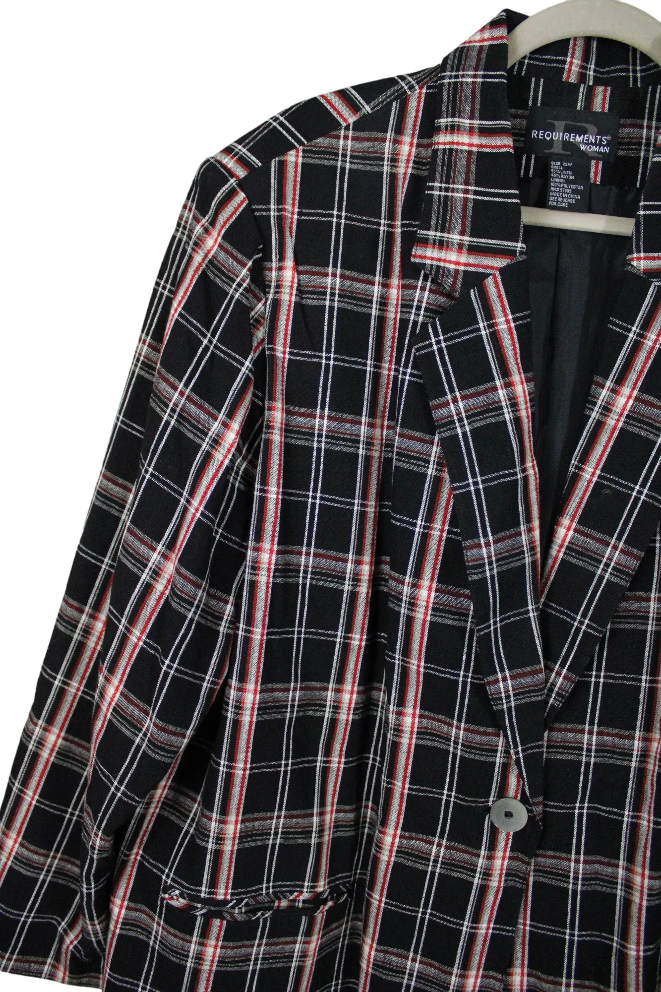 Requirements Black Plaid Blazer | 22W