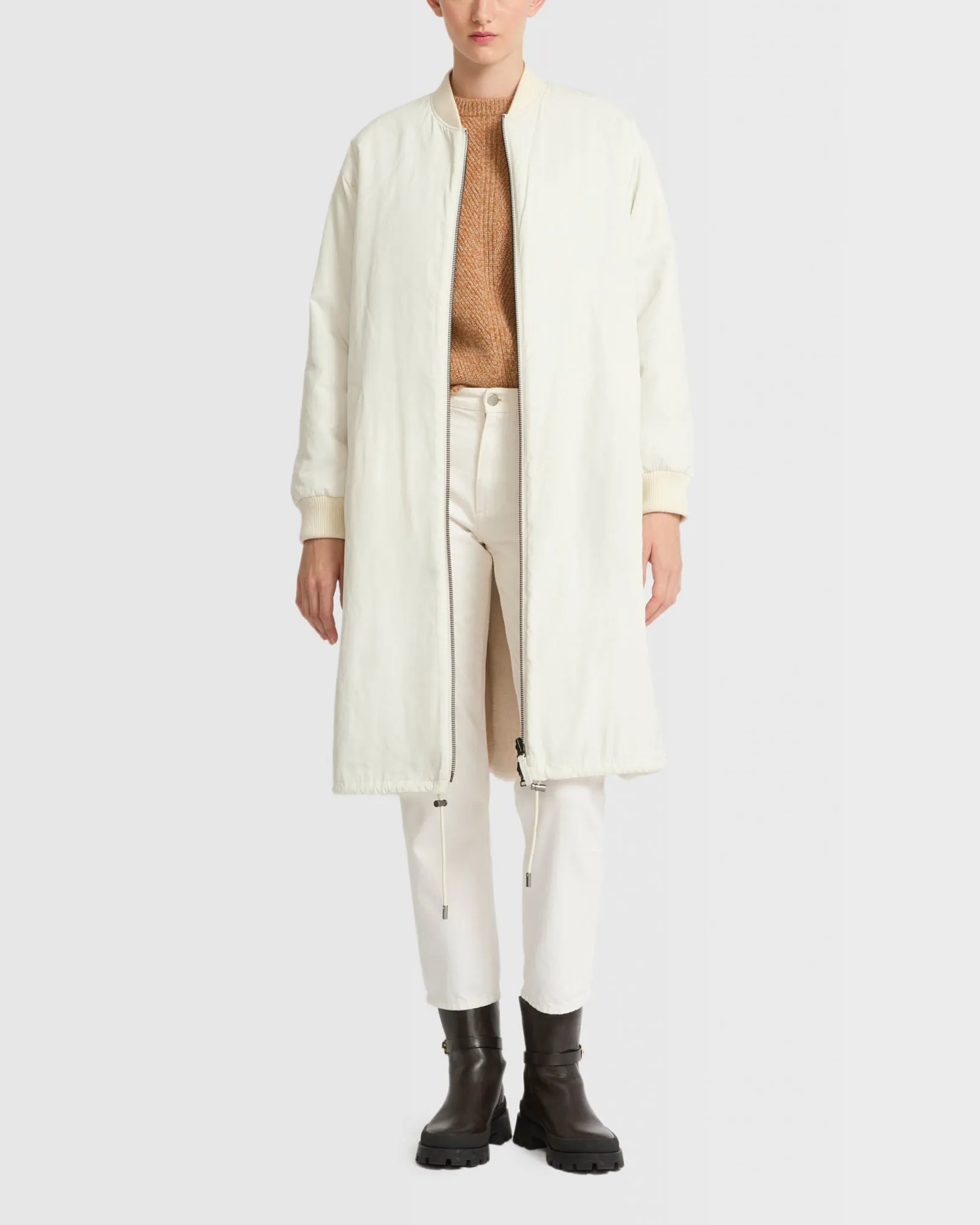 Reversible parka bomber jacket in water-repellent technical fabric and long-haired mink fur