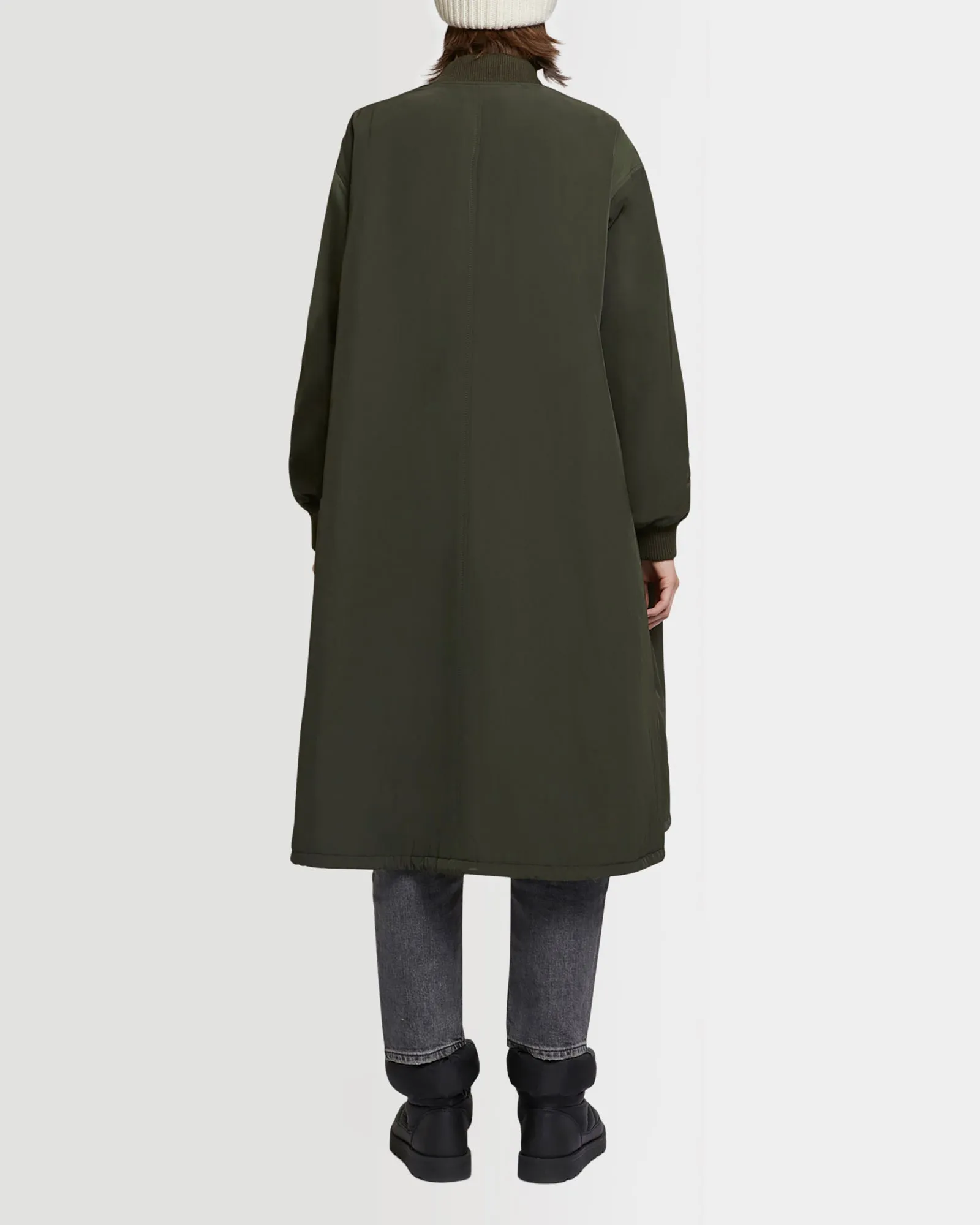 Reversible parka bomber jacket in water-repellent technical fabric and long-haired mink fur