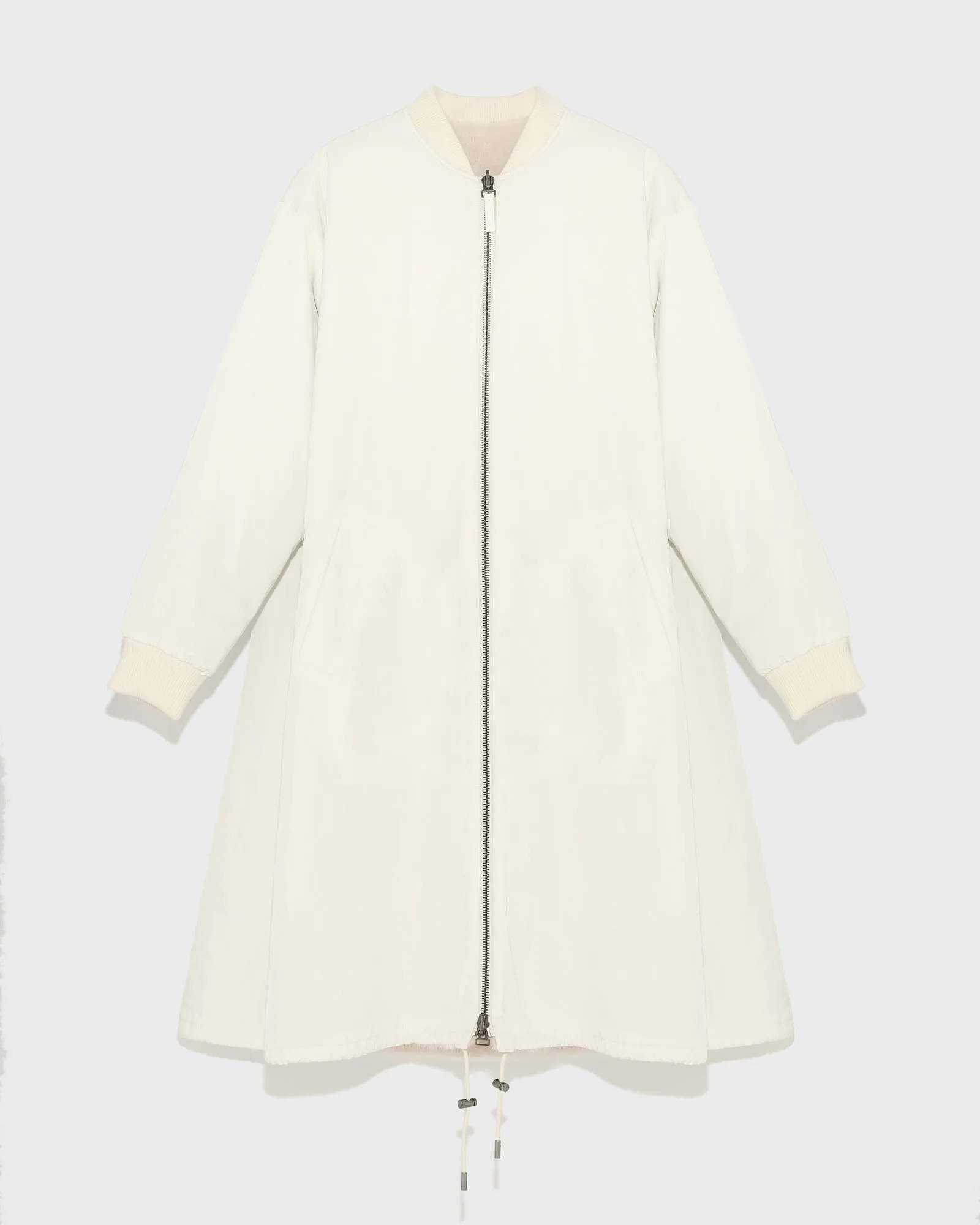 Reversible parka bomber jacket in water-repellent technical fabric and long-haired mink fur