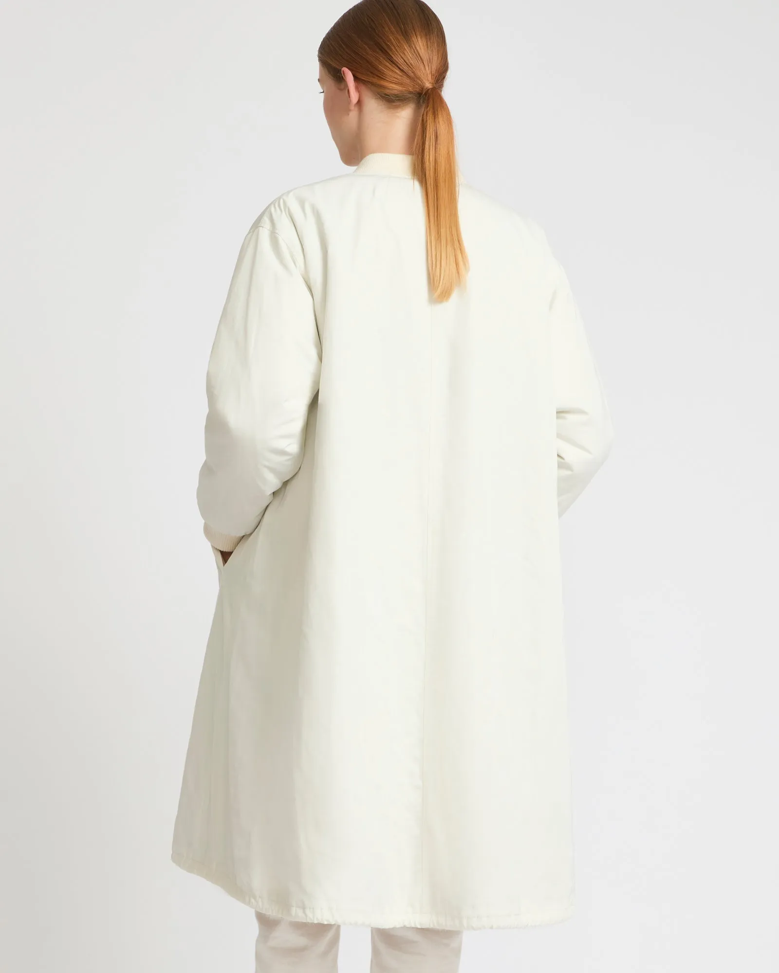 Reversible parka bomber jacket in water-repellent technical fabric and long-haired mink fur