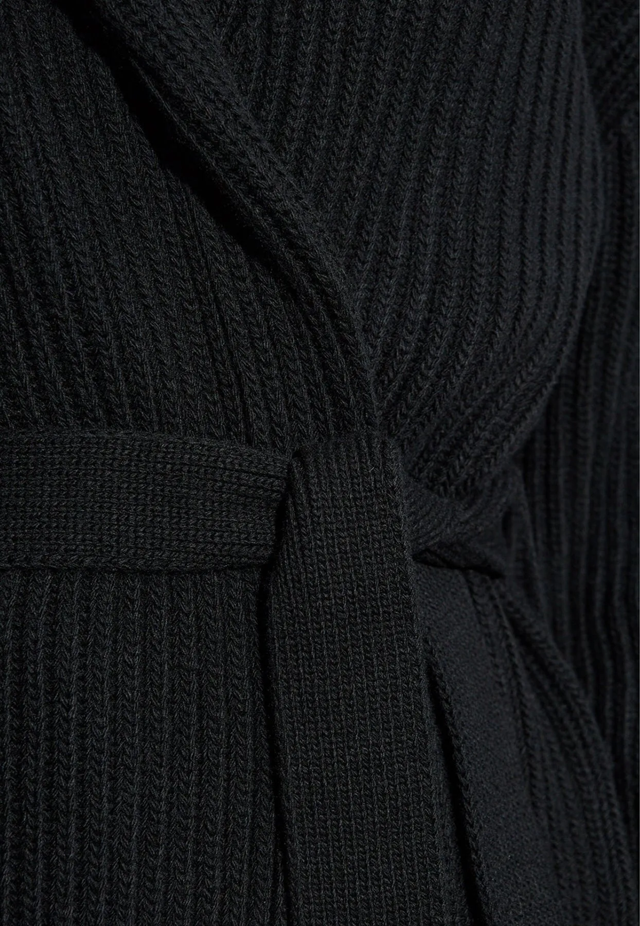 Ribbed-Knit Belted Cardigan