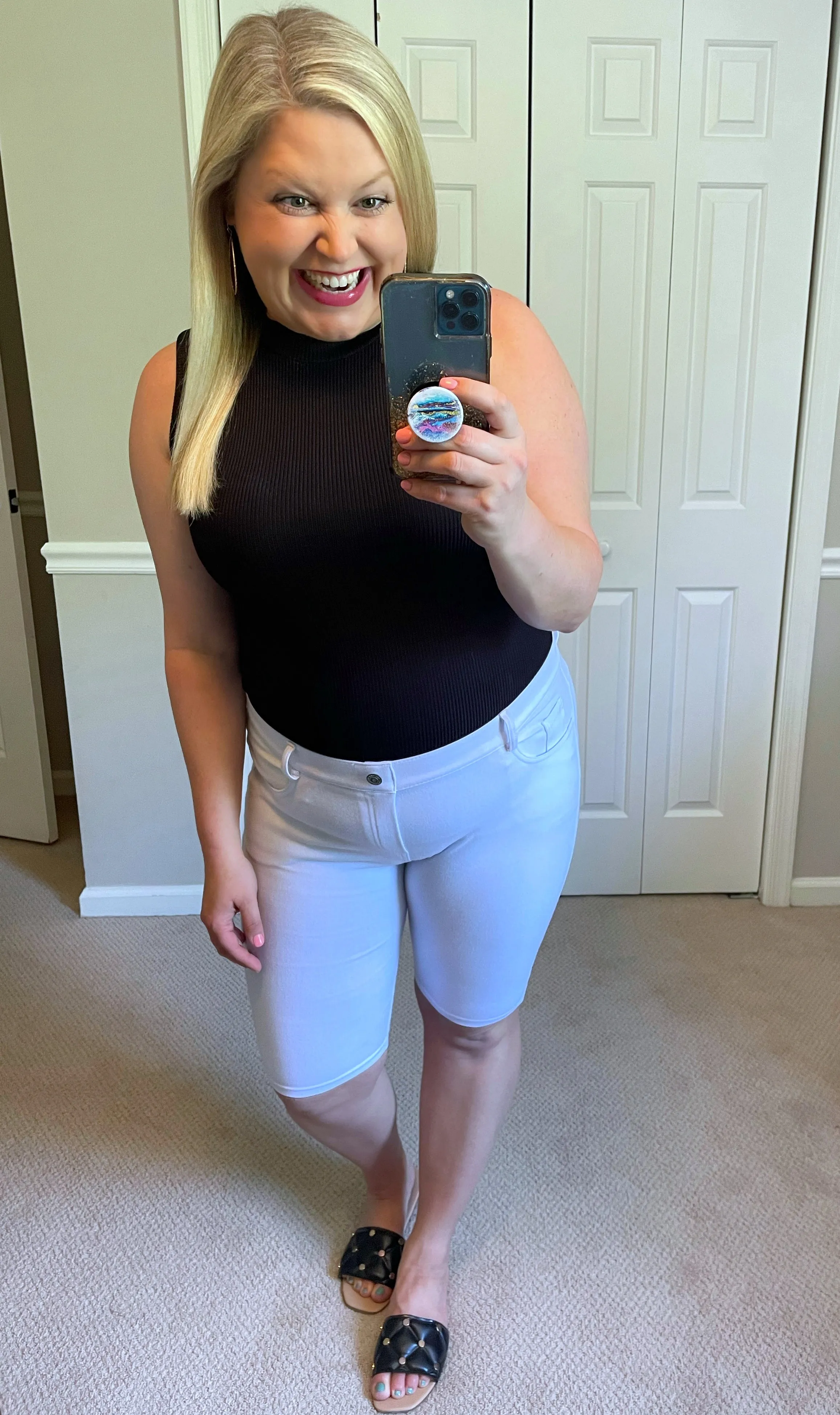 Ribbed Mock Neck Tank in Black